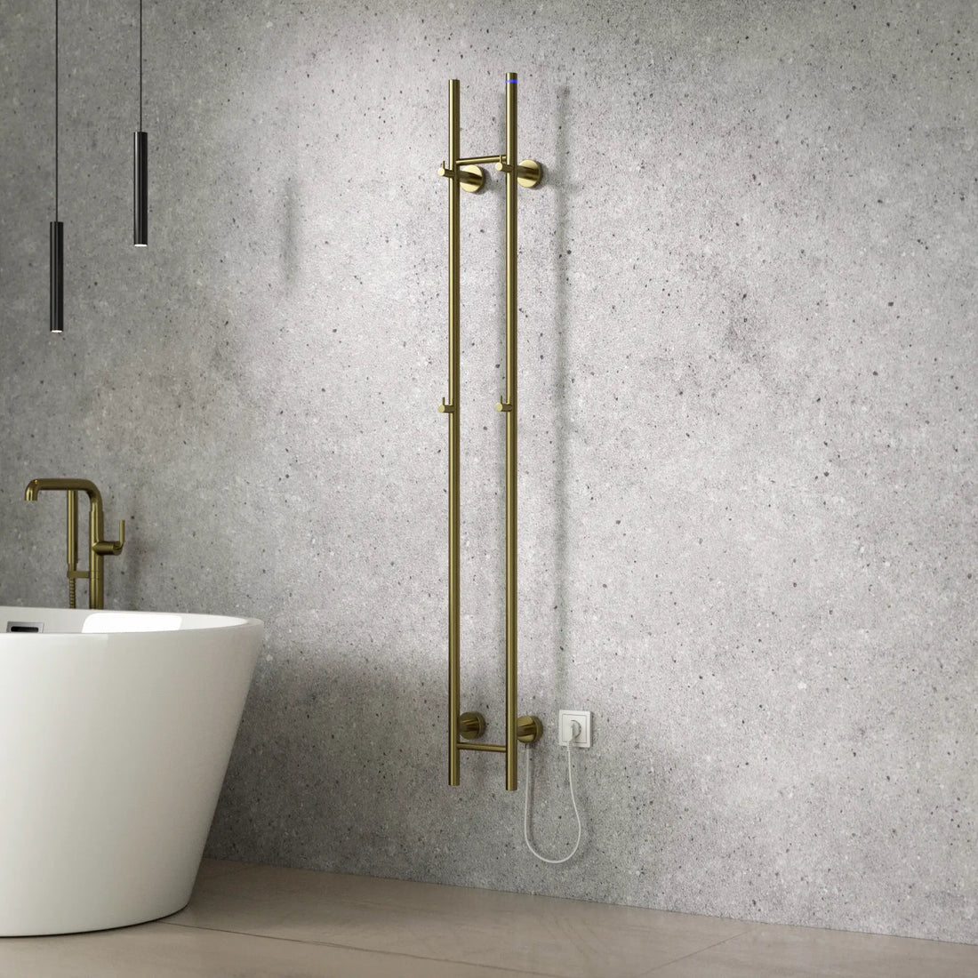 Elektrische Staafhanddoekradiator Dubbel - 70 Watt - 150x16.8 cm - Goud