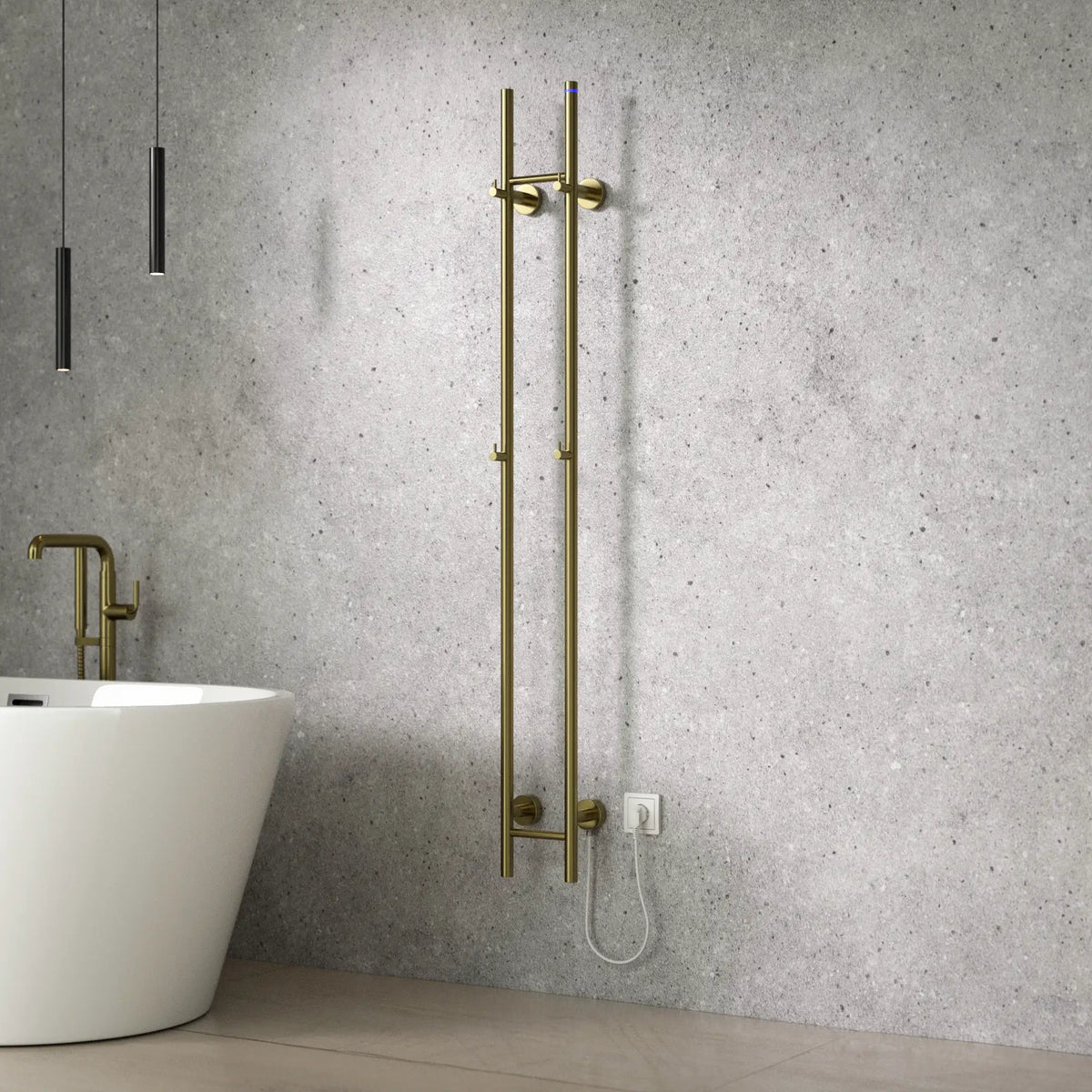 Elektrische Staafhanddoekradiator Dubbel - 70 Watt - 150x16.8 cm - Goud