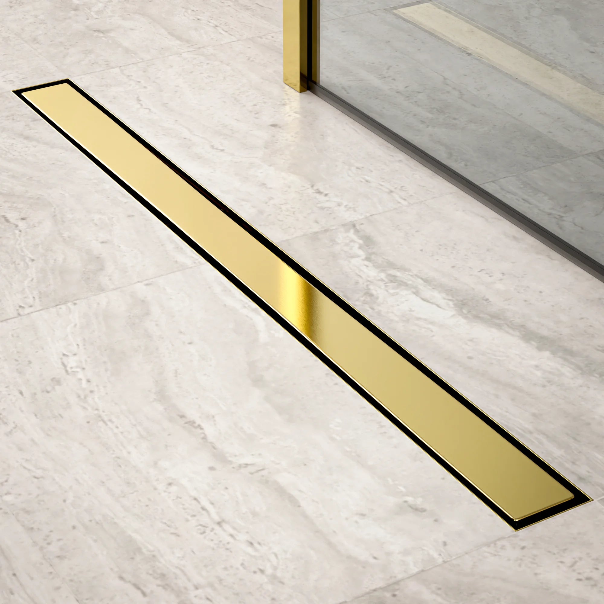 Douchegoot - 90cm - Goud - Tegelrooster - RVS - Met Flens