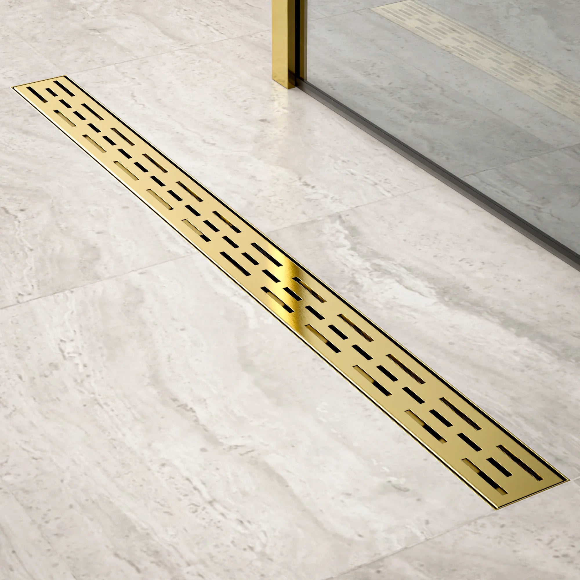 Douchegoot - 90cm- Goud - Standaard rooster - RVS - Met Flens