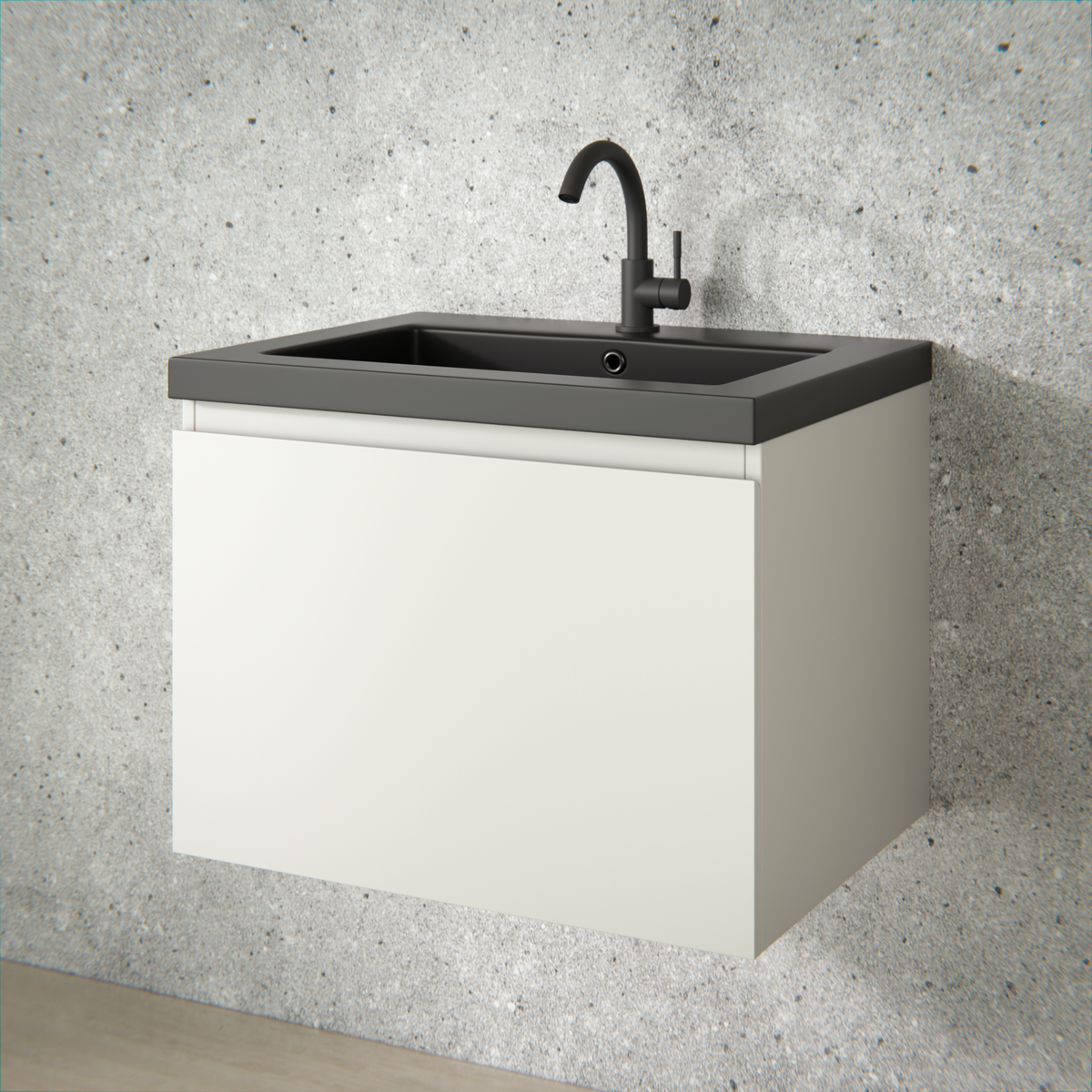 Badkamermeubel set Karo - 60cm - Taupe - Wastafel Zwart