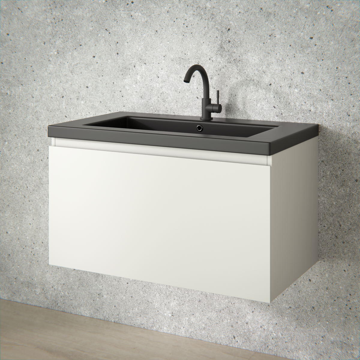 Badkamermeubelset Sova - 80cm - Taupe - Wastafel Zwart