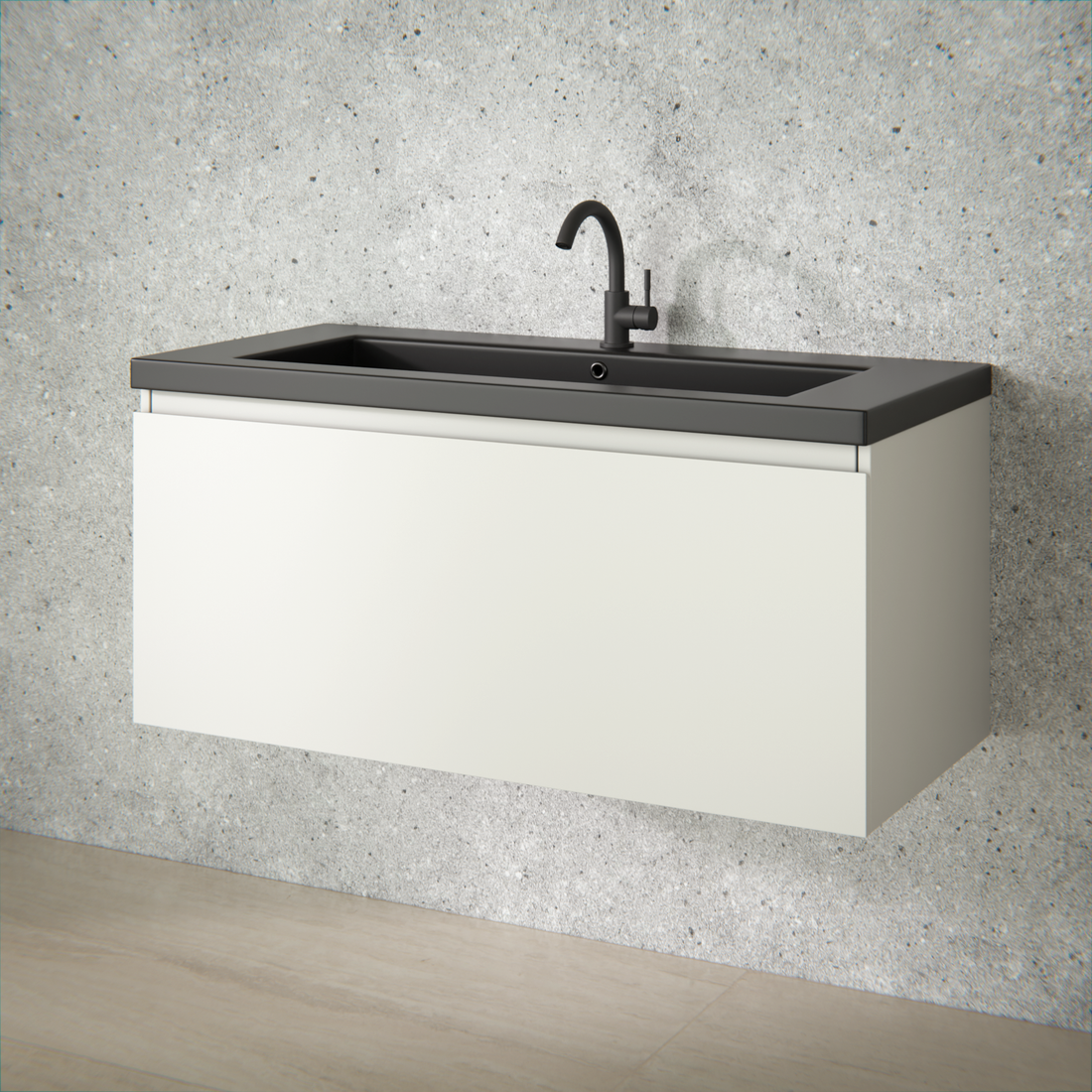 Badkamermeubel Indy - 100cm - Taupe - Wastafel Zwart