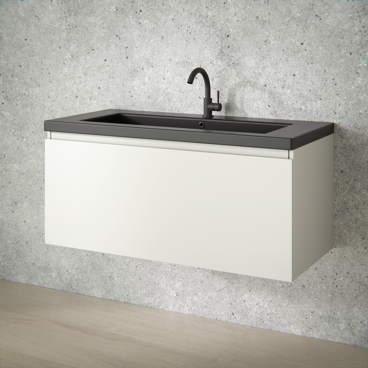 Badkamermeubelset Sena - 100cm - Taupe - Wastafel Zwart