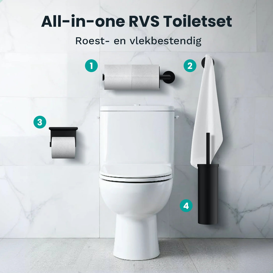 Badkameraccessoireset - WC - Zwart