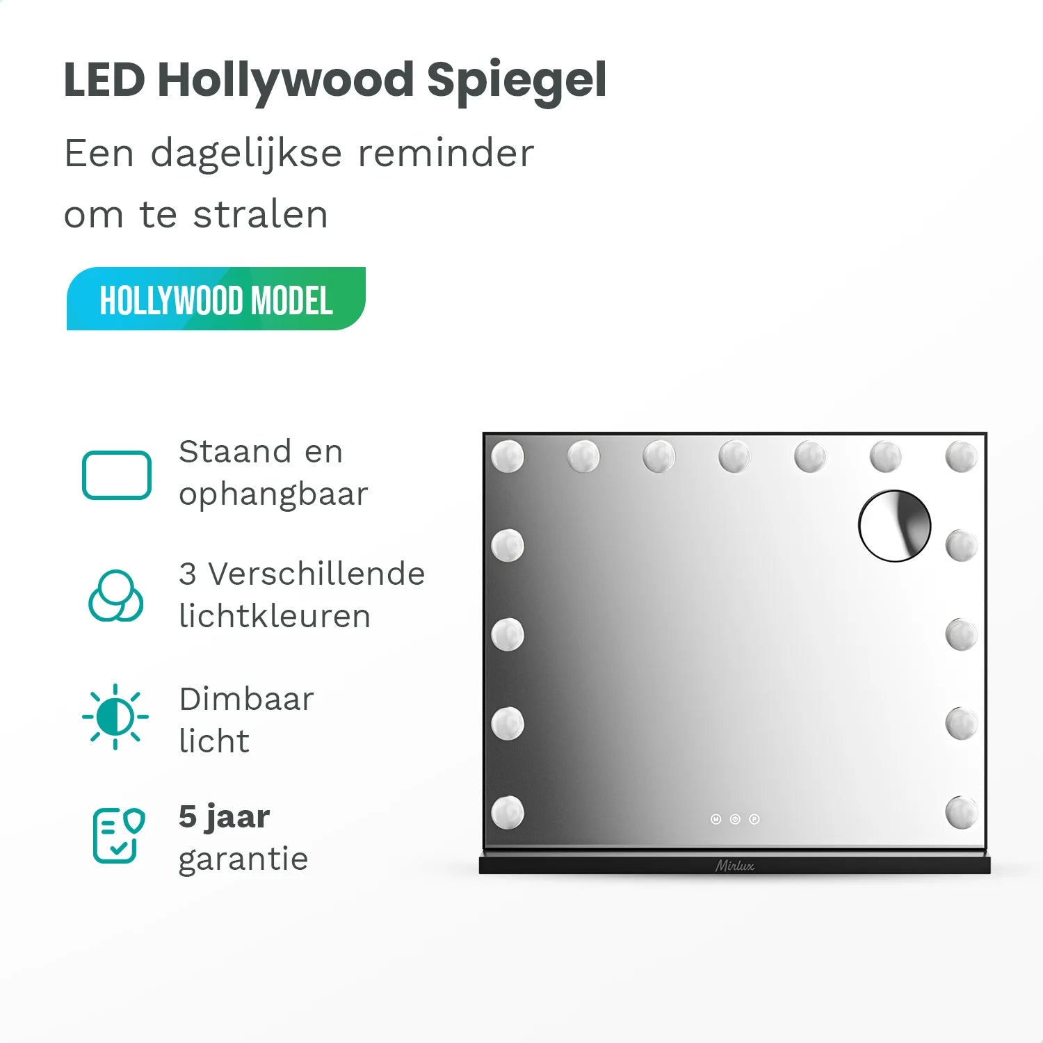 Hollywood-Spiegel – Bluetooth-Lautsprecher – 58 x 48 cm – Schwarz