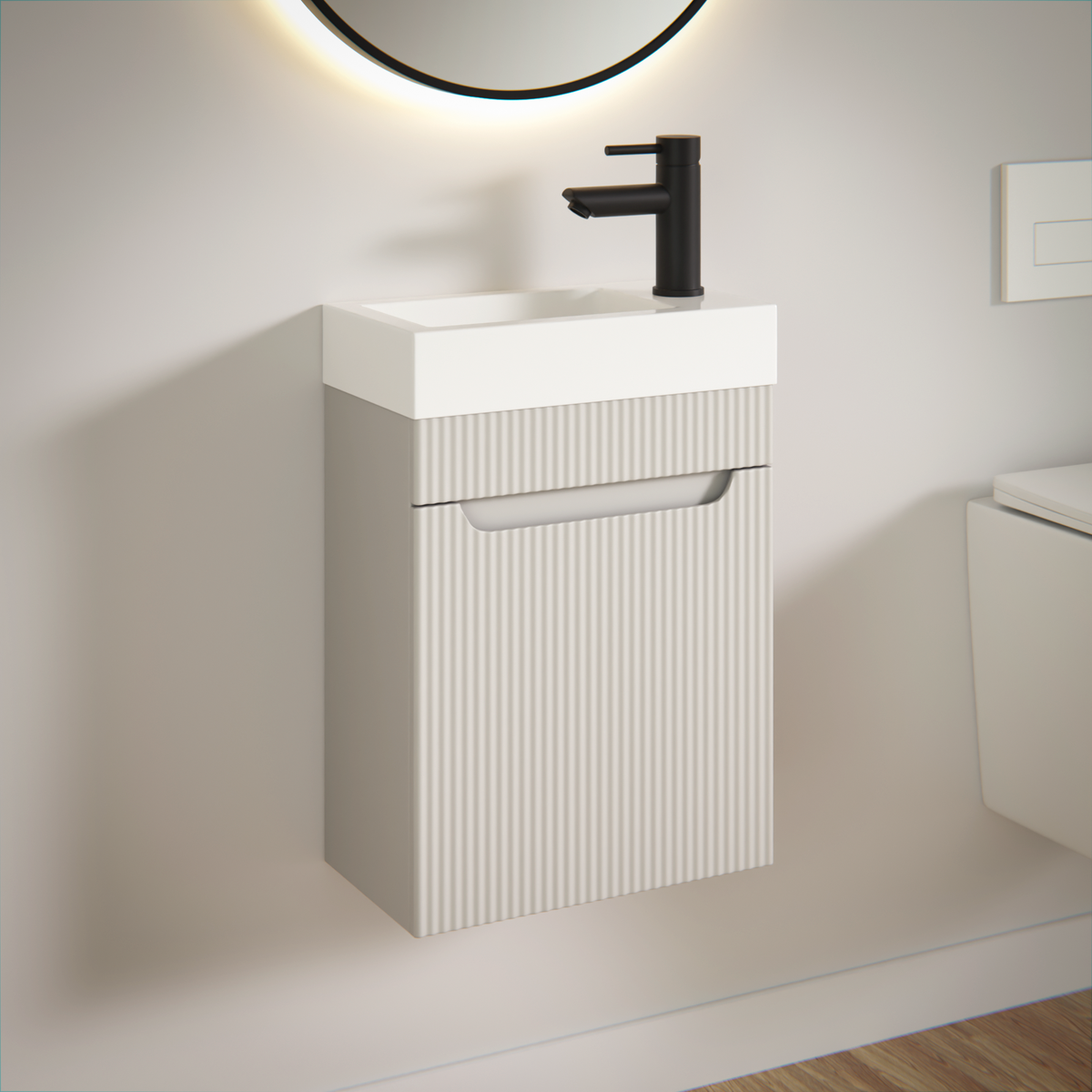 Toiletkastset Vivo - 40cm - Taupe - Wastafel Wit