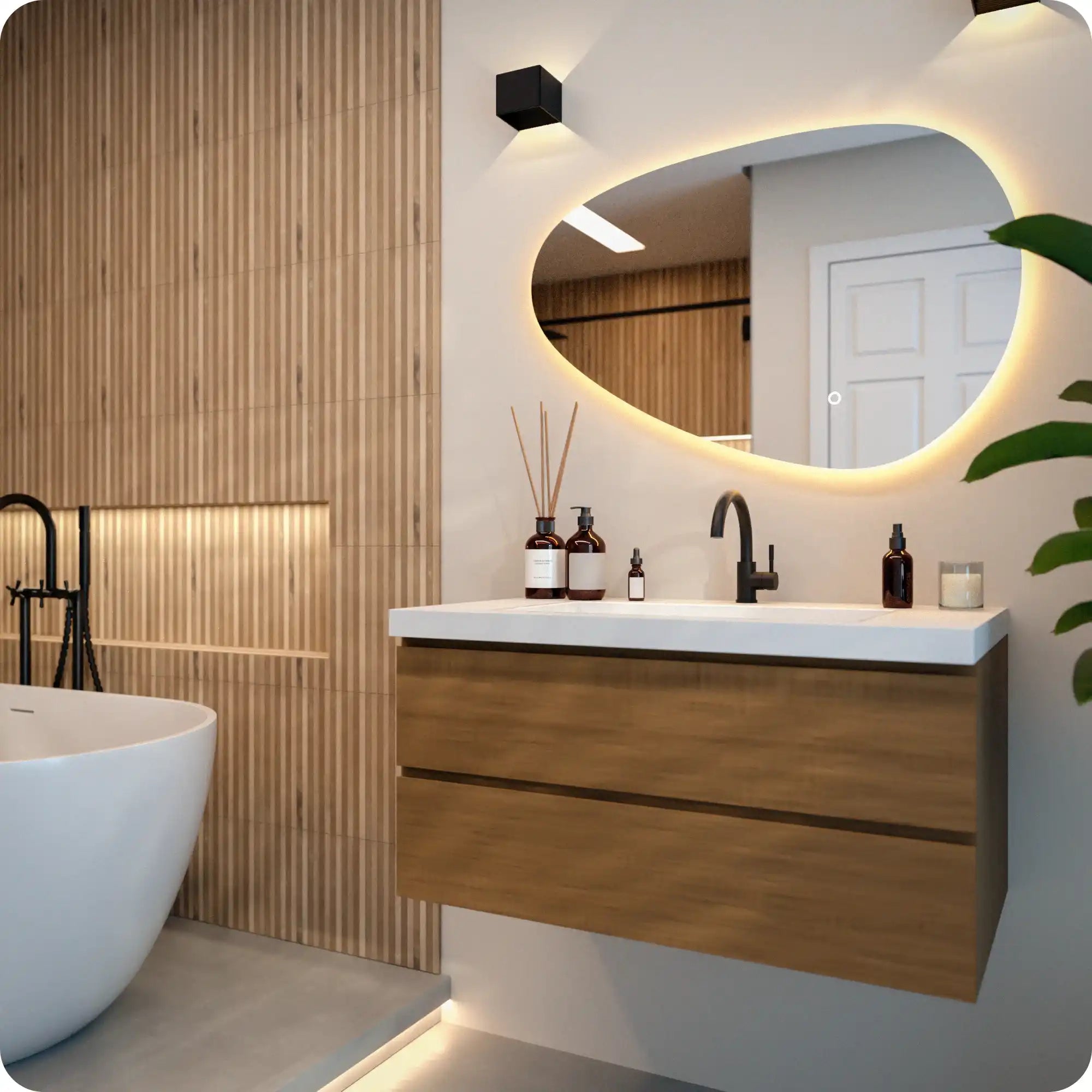 Badkamerspiegel - 90x60cm Asymmetrisch - Frameloos