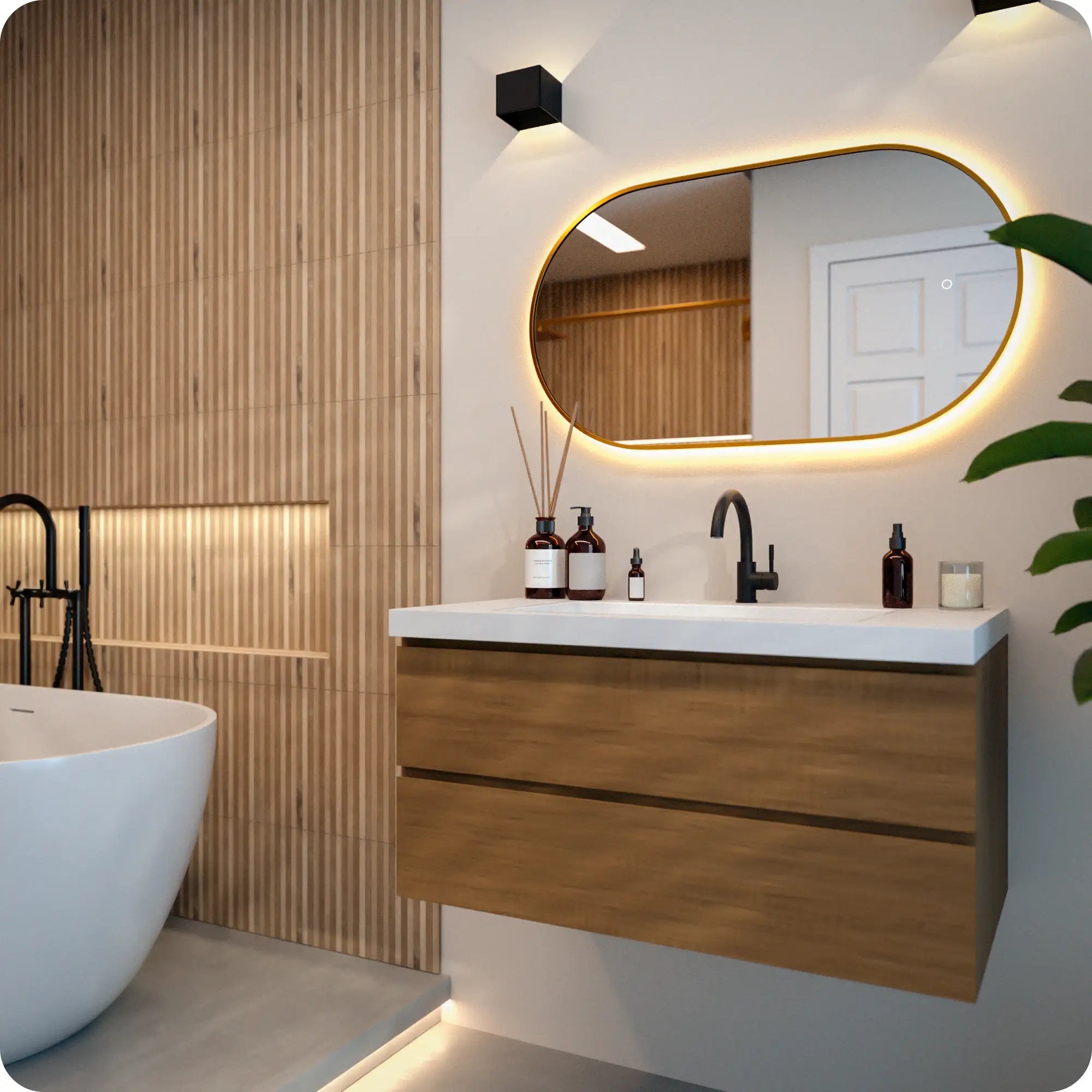 Badkamerspiegel - 90x50cm Ovaal - Goud Frame - PRE-ORDER