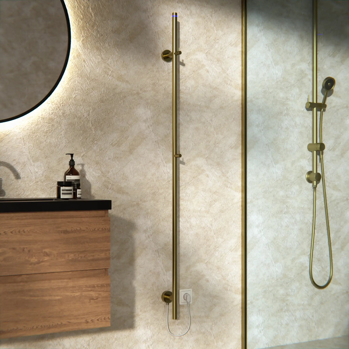 Elektrische Staafhanddoekradiator - 70 Watt - 150cm - Goud