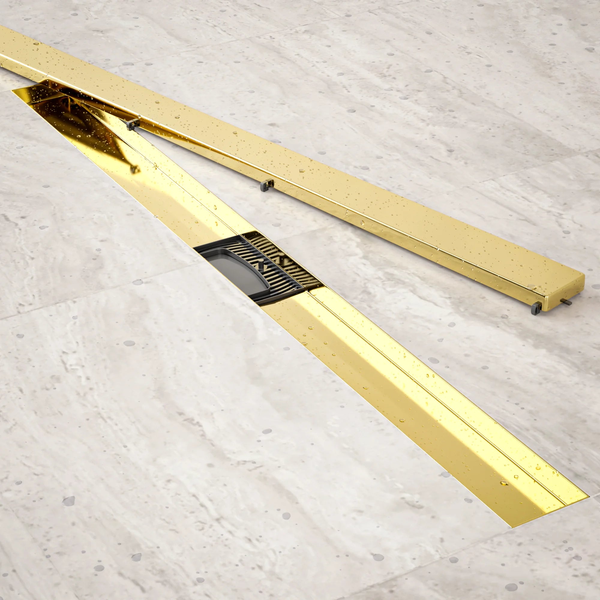 Douchegoot - 90cm - Goud - Tegelrooster - RVS - Met Flens