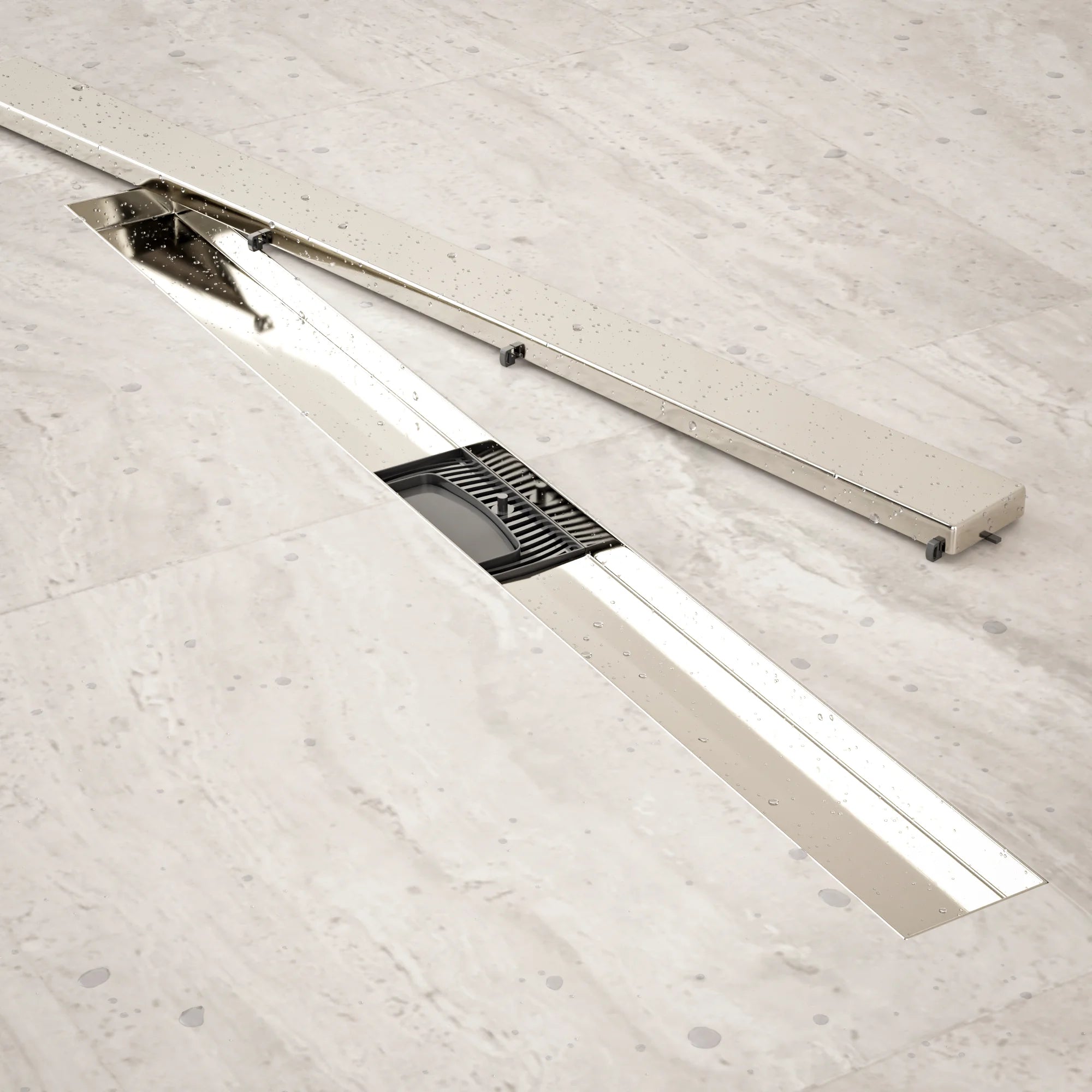 Douchegoot - 80cm - Tegelrooster - RVS - Met Flens