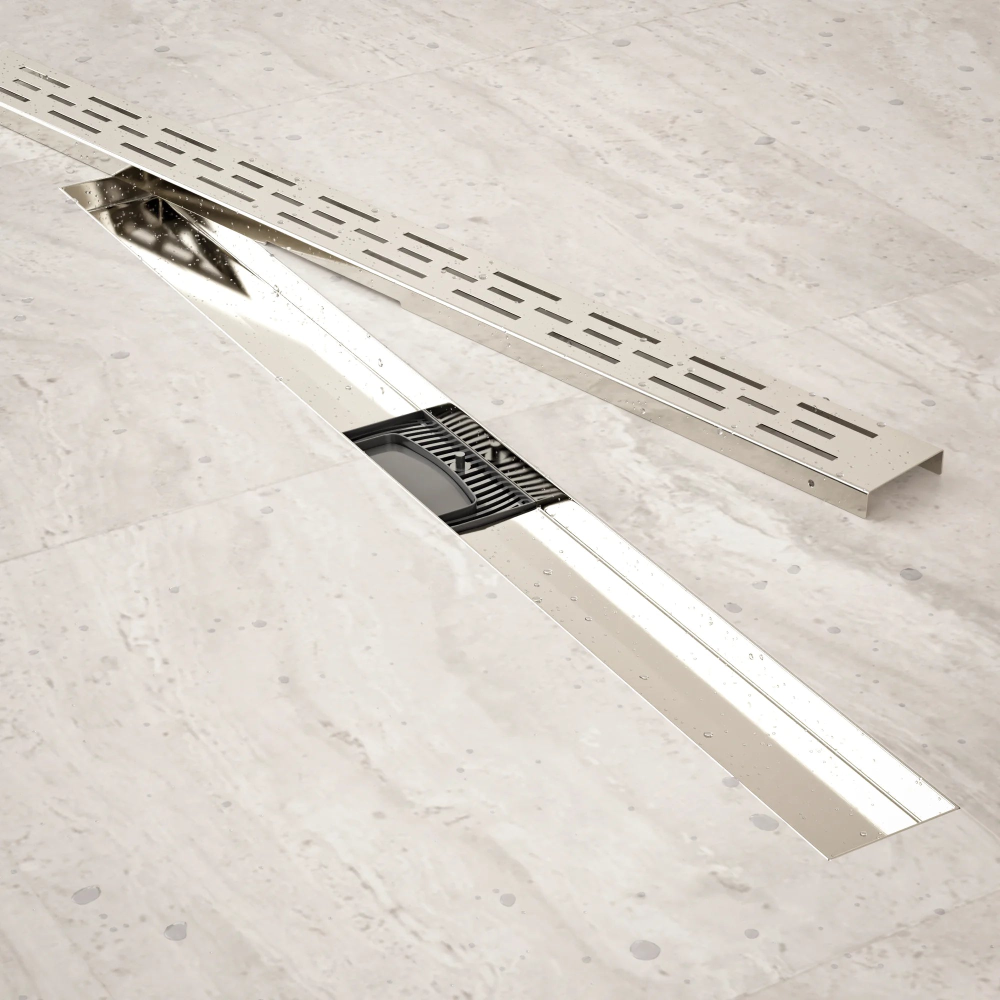 Douchegoot - 80cm - Standaard rooster - RVS - Met Flens