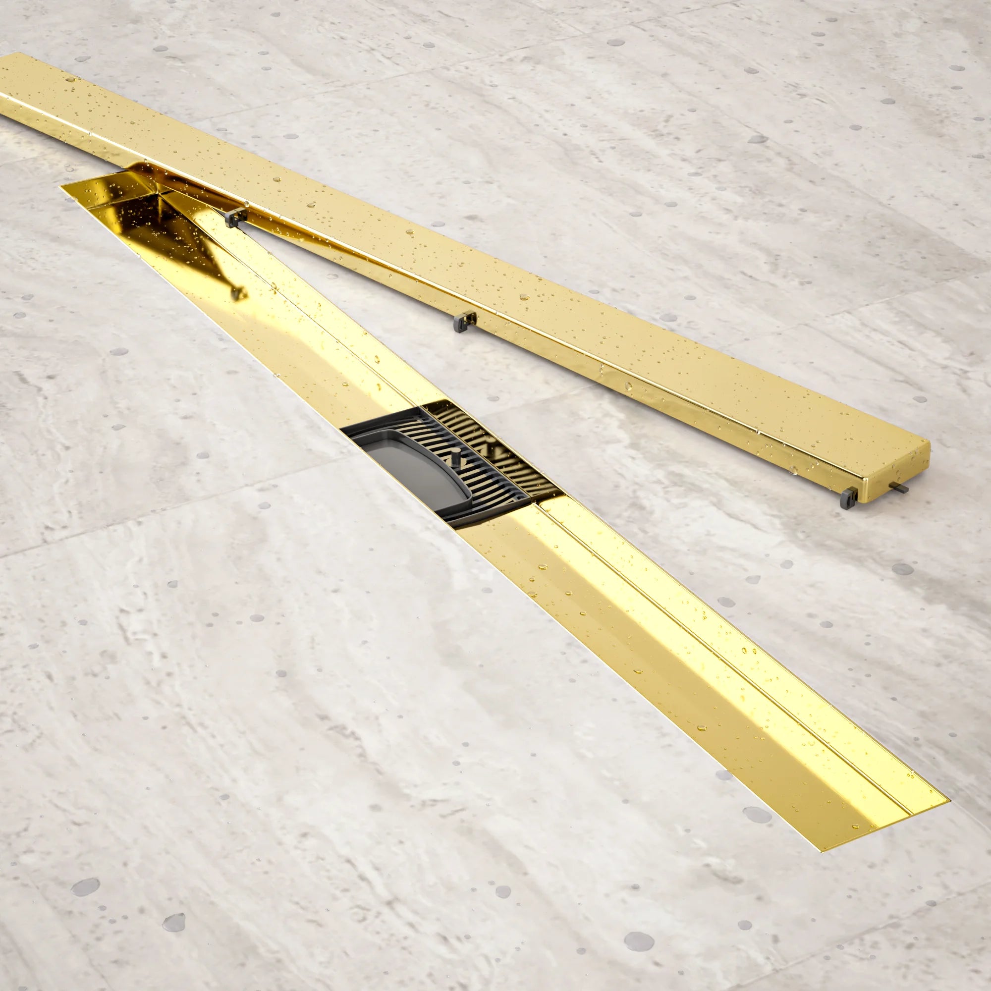 Douchegoot - 80cm - Goud - Tegelrooster - RVS - Met Flens