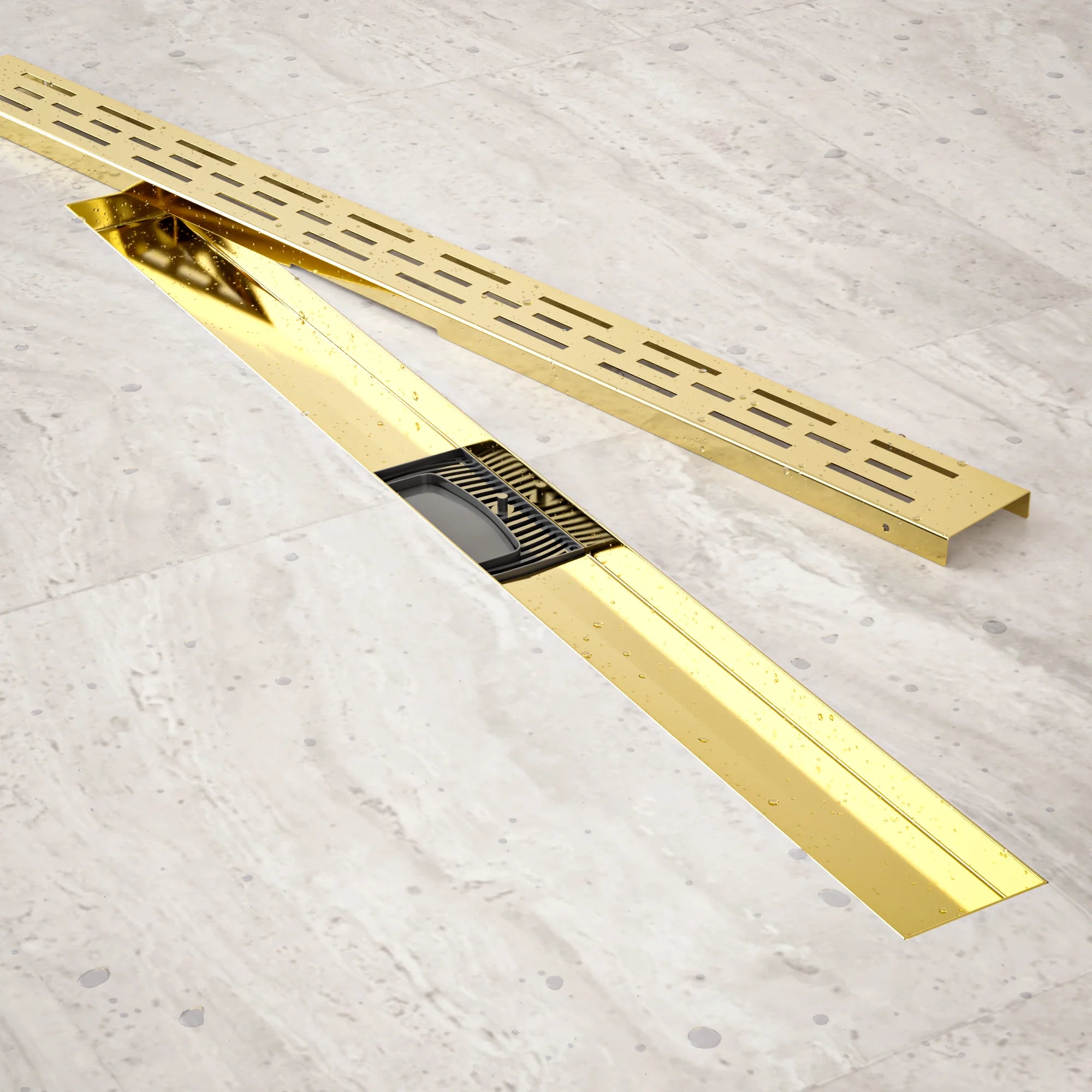 Douchegoot - 80cm - Goud - Standaard rooster - RVS - Met Flens