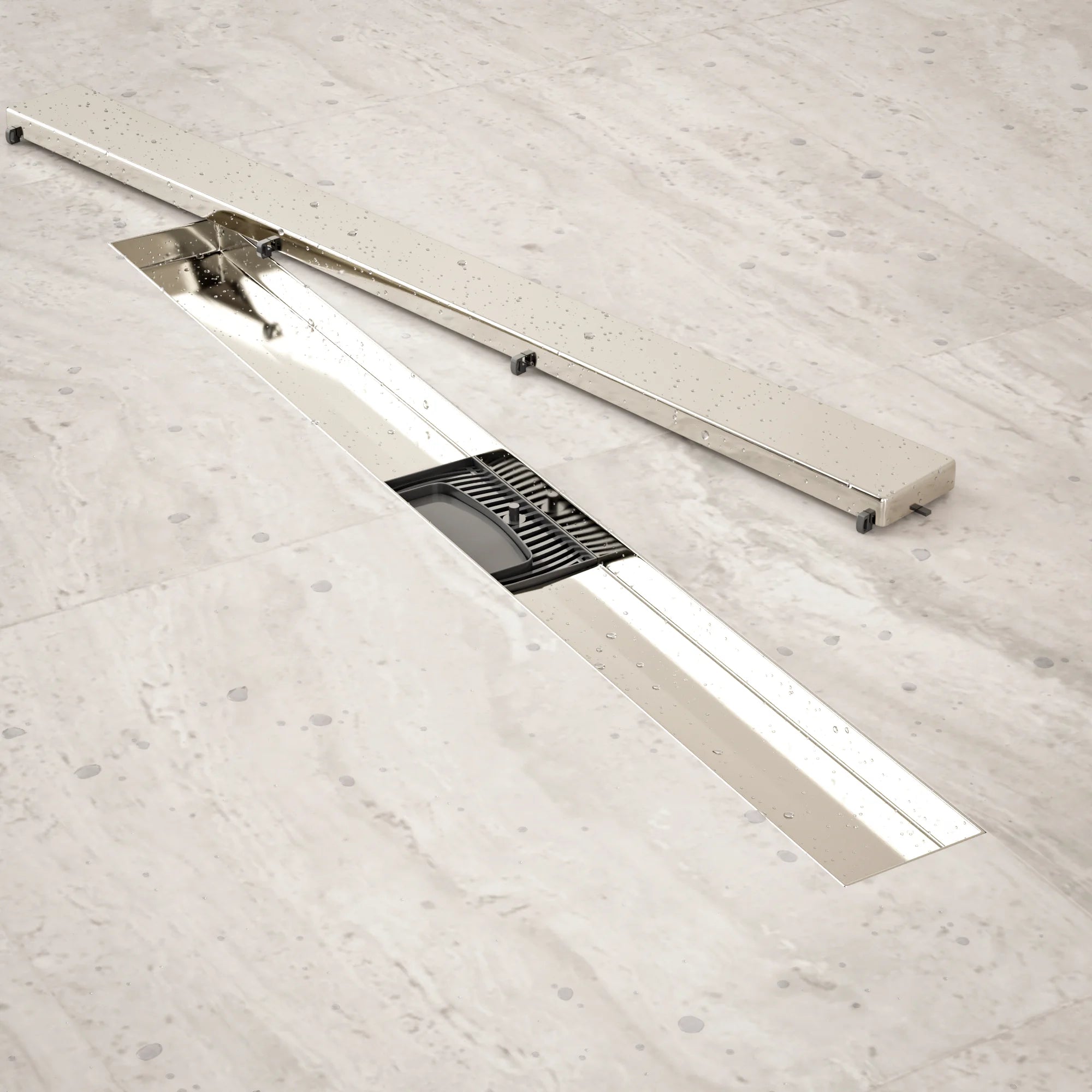 Douchegoot - 70cm - Tegelrooster - RVS - Met Flens