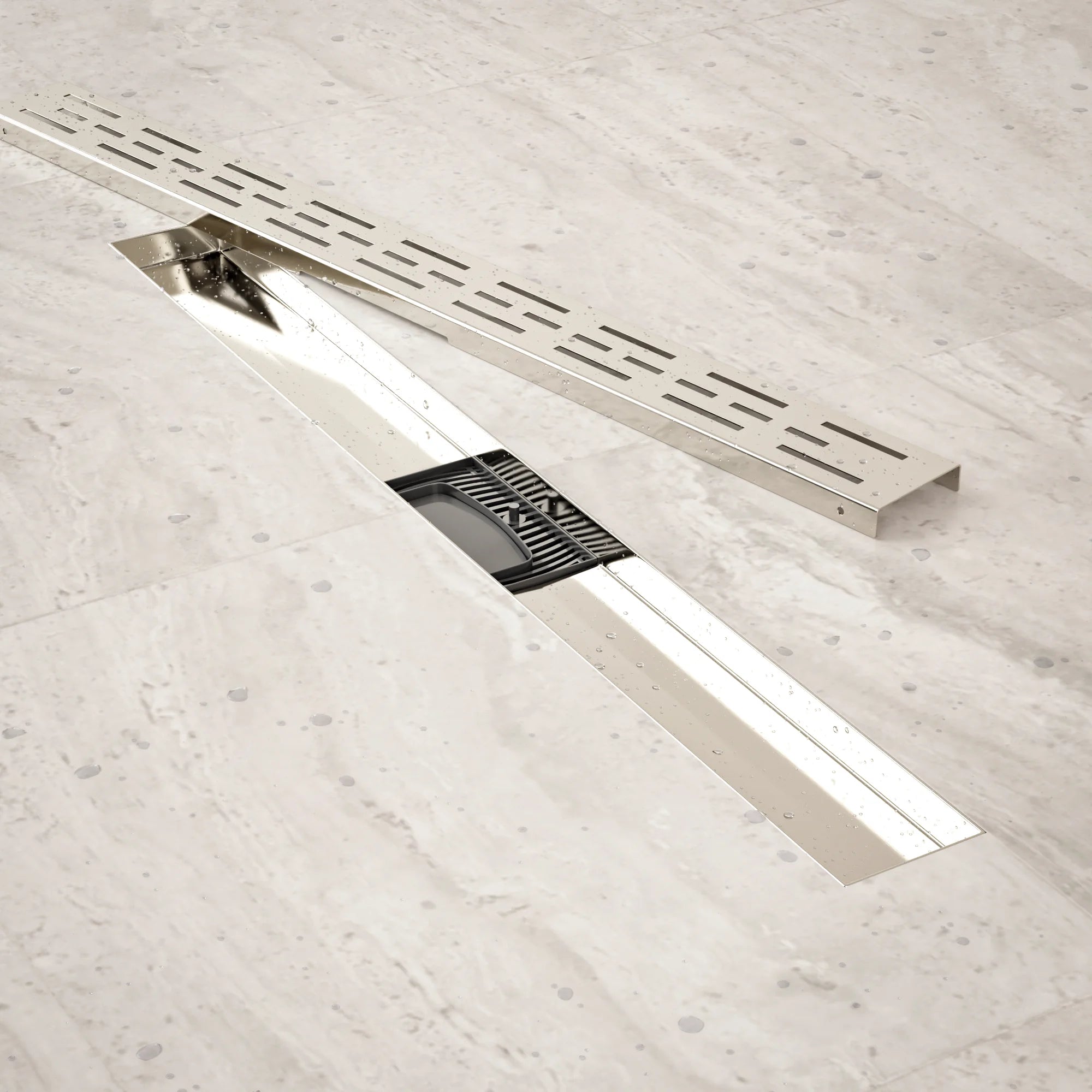 Douchegoot - 70cm - Standaard rooster - RVS - Met Flens