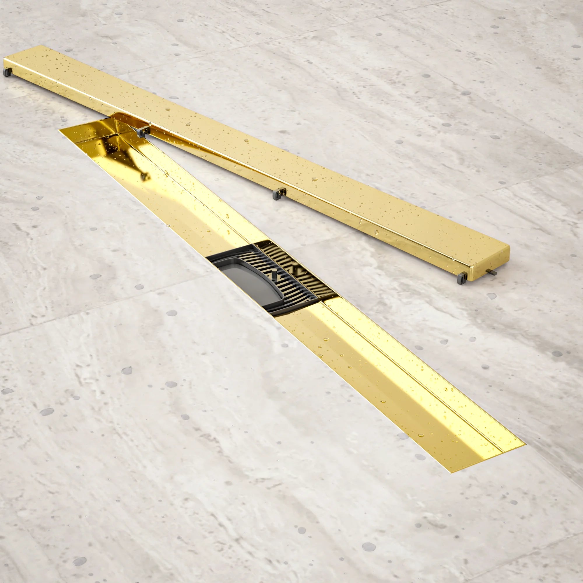 Douchegoot - 70cm - Goud - Tegelrooster - RVS - Met Flens