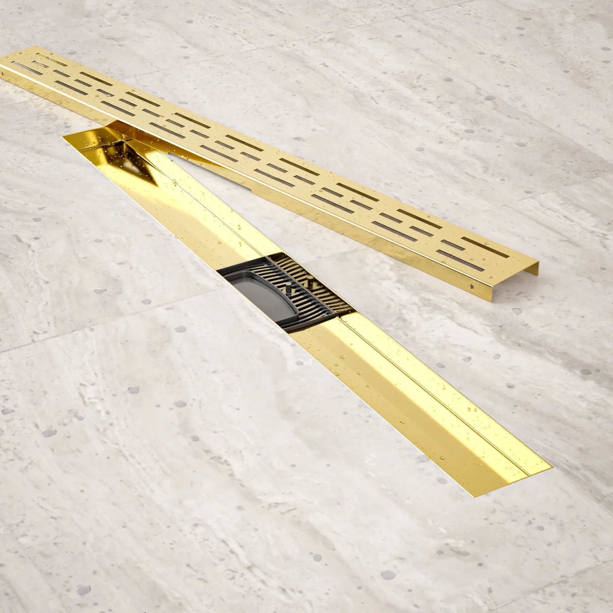 Douchegoot - 70cm - Goud - Standaard rooster - RVS - Met Flens