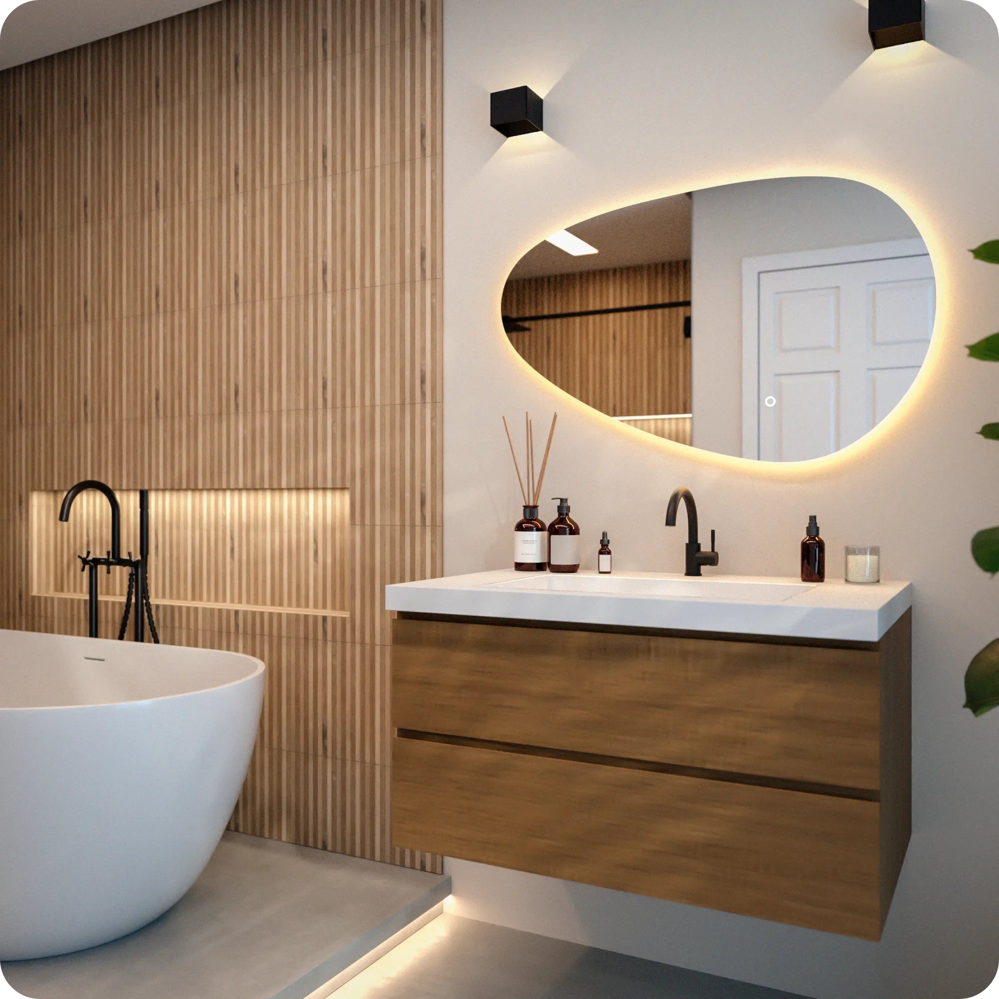 Badkamerspiegel - 100x62.5cm Asymmetrisch - Frameloos - PRE-ORDER