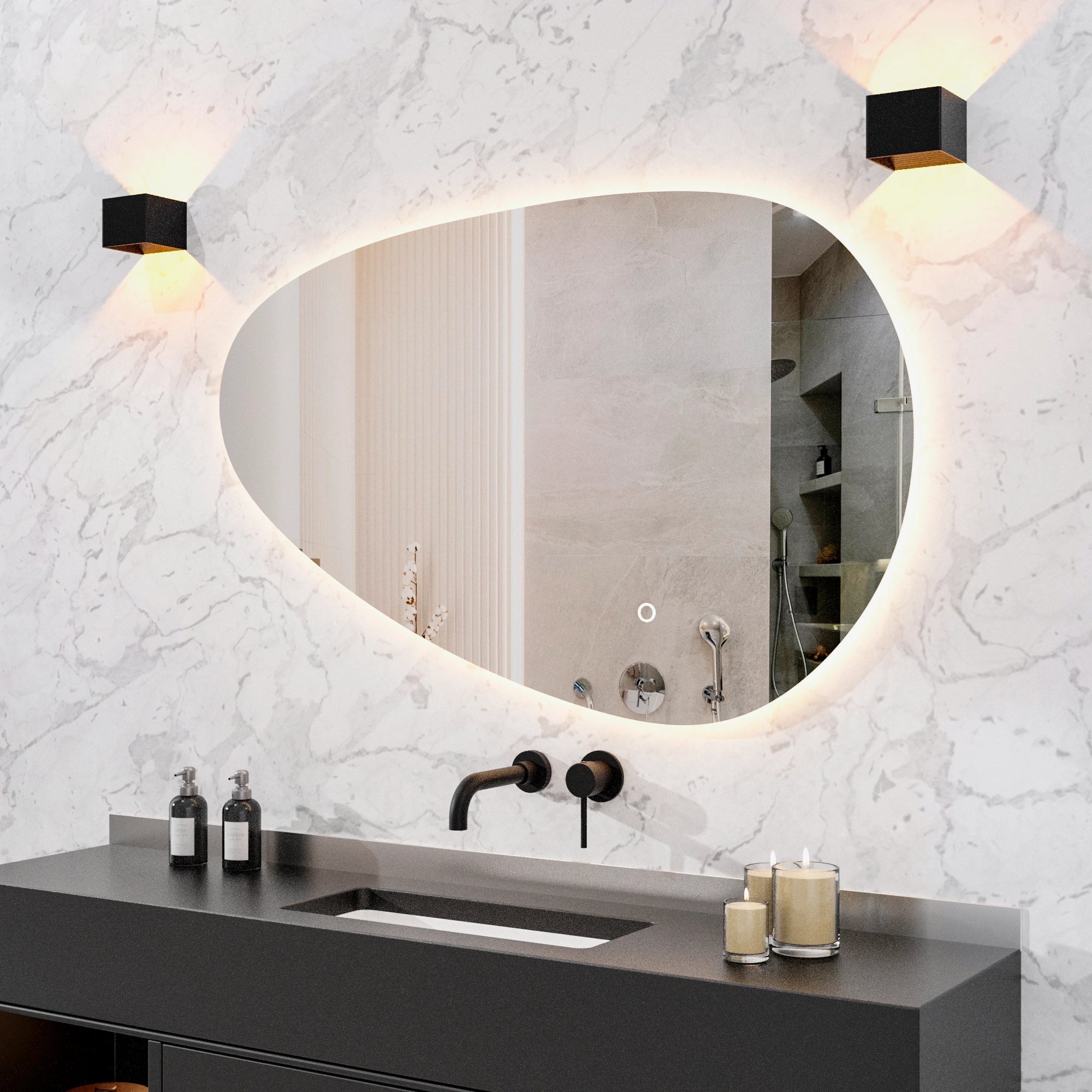 Badkamerspiegel - 120x75cm Asymmetrisch - Frameloos