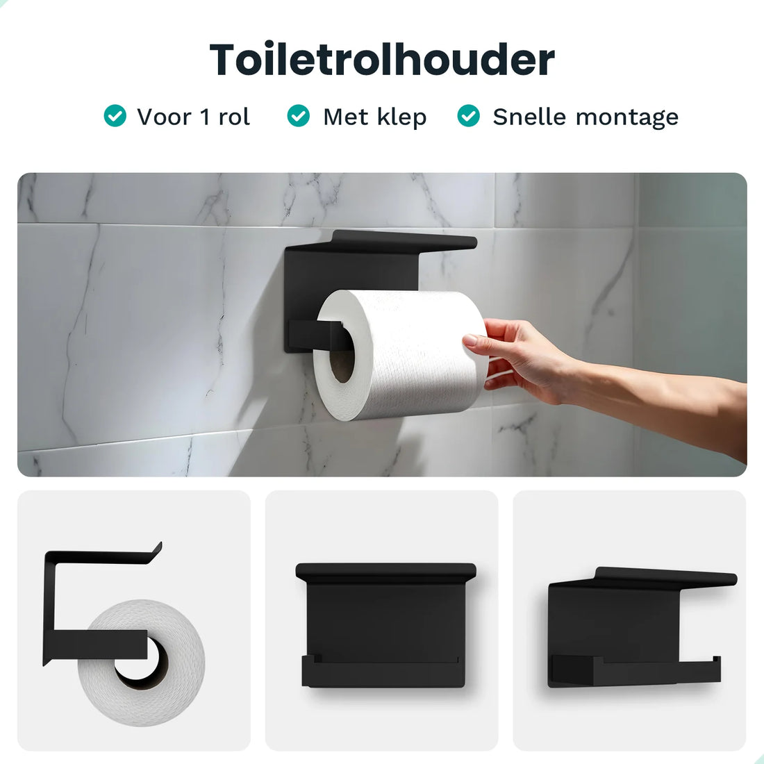 Badkameraccessoireset - WC - Zwart