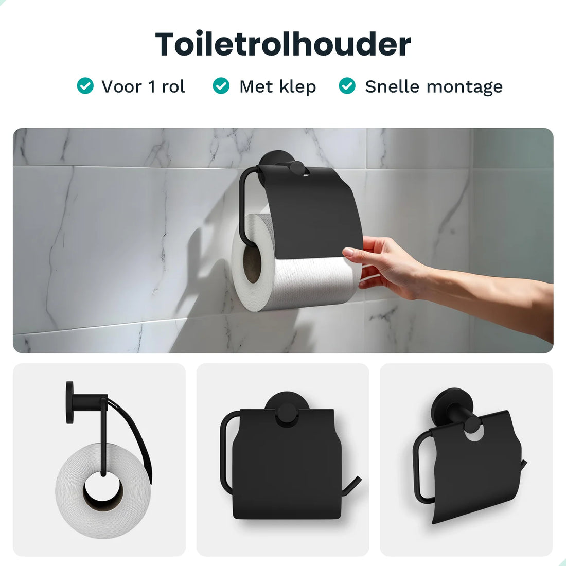 Badkameraccessoireset - WC - Zwart