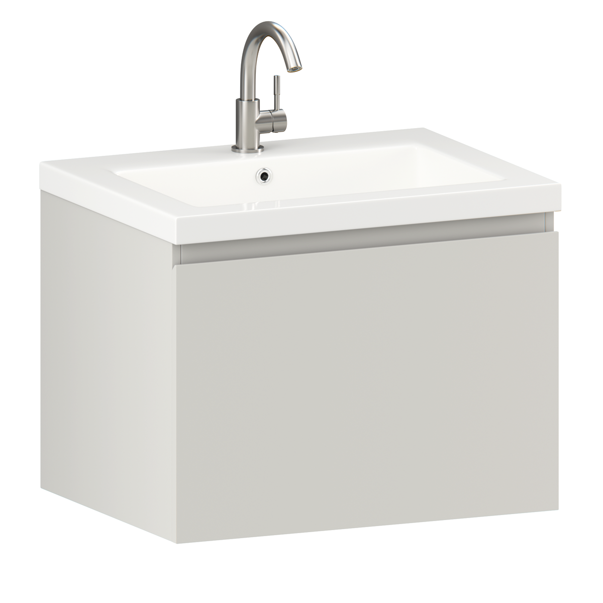 Badkamermeubel set Karo - 60cm - Taupe - Wastafel Wit