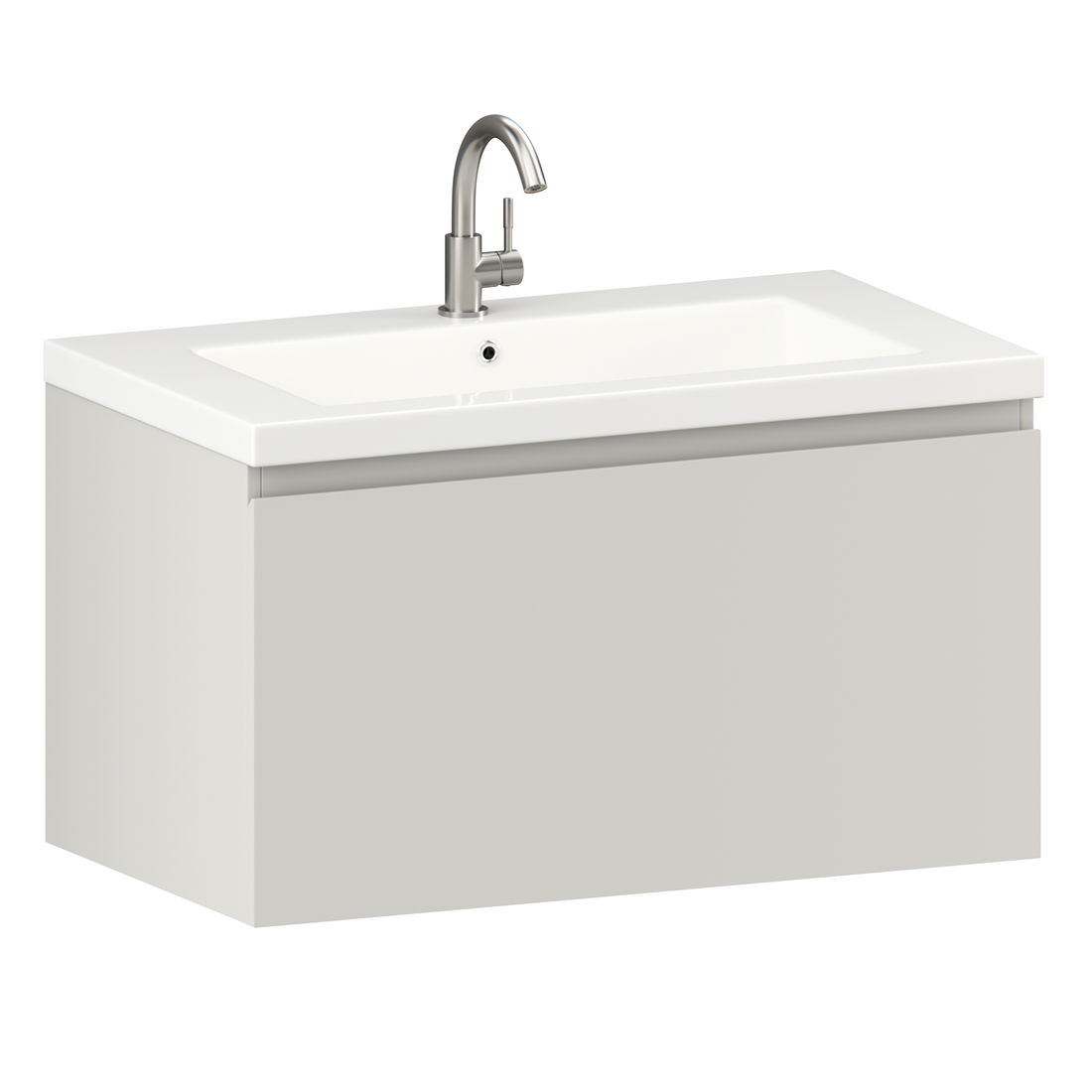 Badkamermeubel Niko - 80cm - Taupe - Wastafel Wit