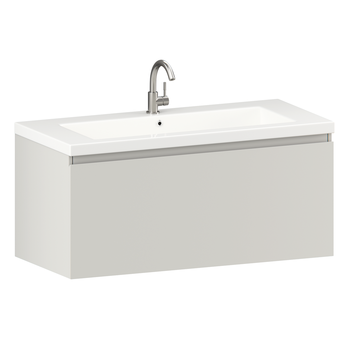 Badkamermeubelset Sena - 100cm - Taupe - Wastafel Wit