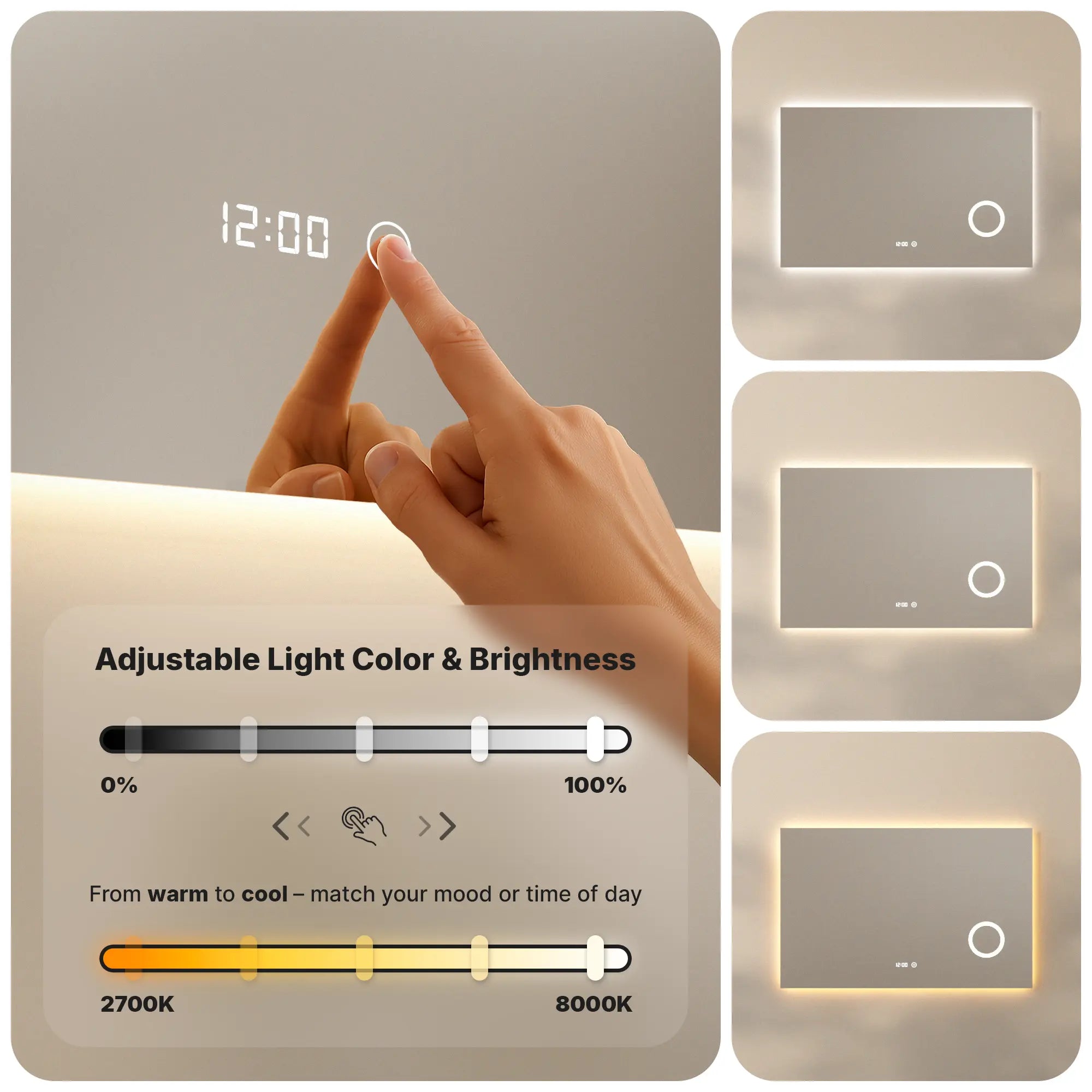 Badkamerspiegel - 100x80 cm - Frameloos