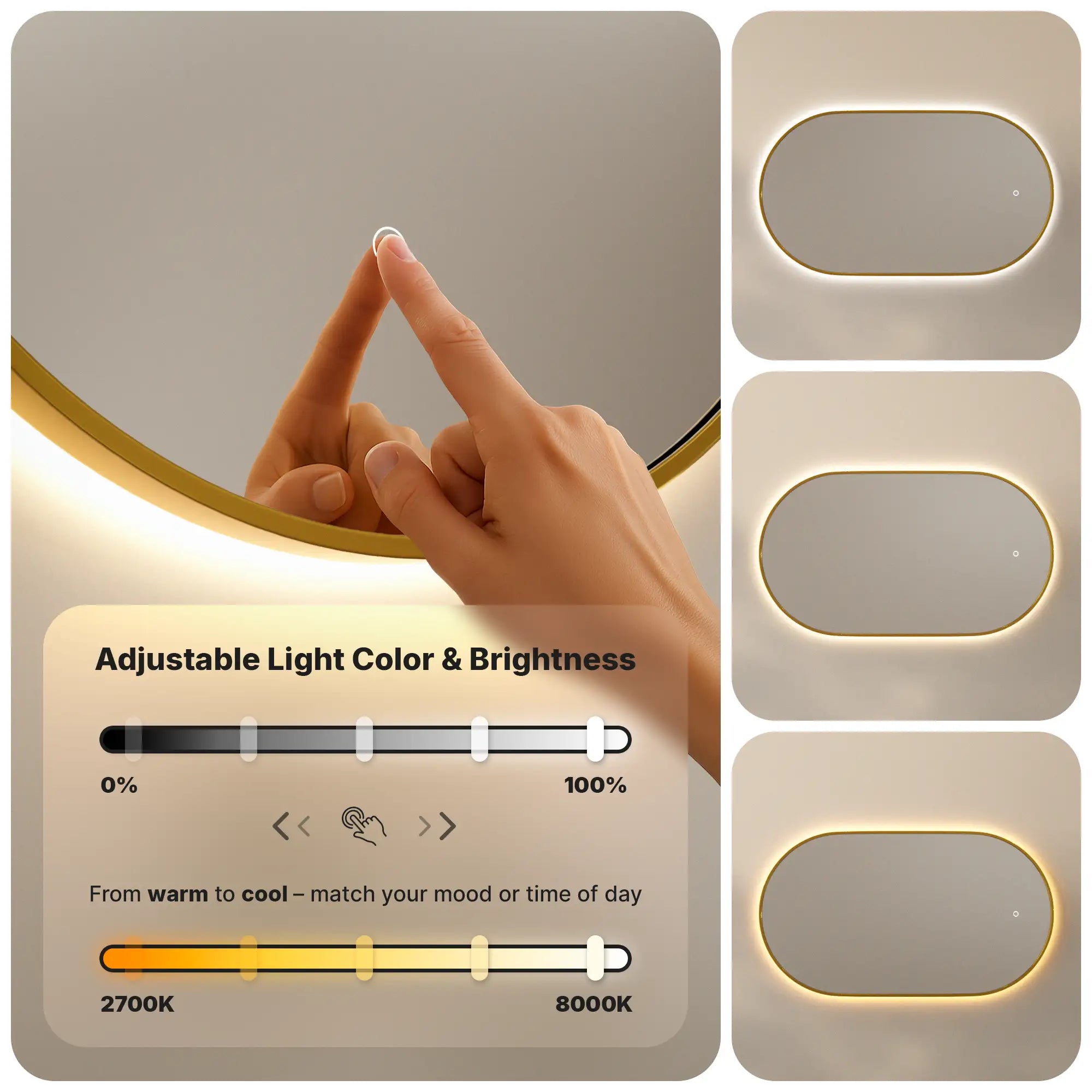 Badkamerspiegel - 90x50cm Ovaal - Goud Frame - PRE-ORDER