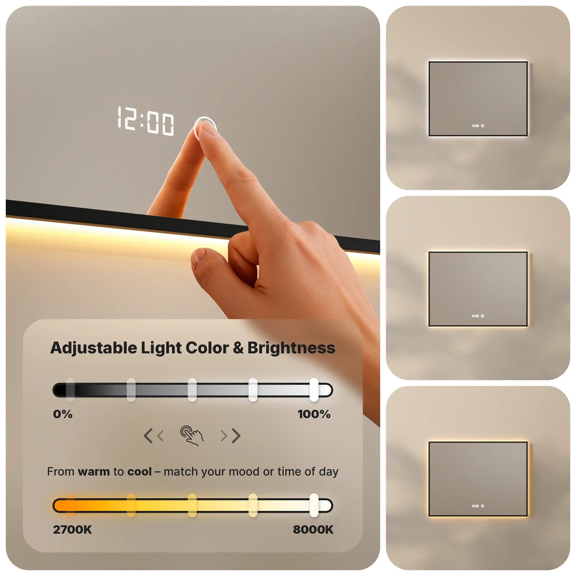Badkamerspiegel - 80x60cm - Zwart Frame