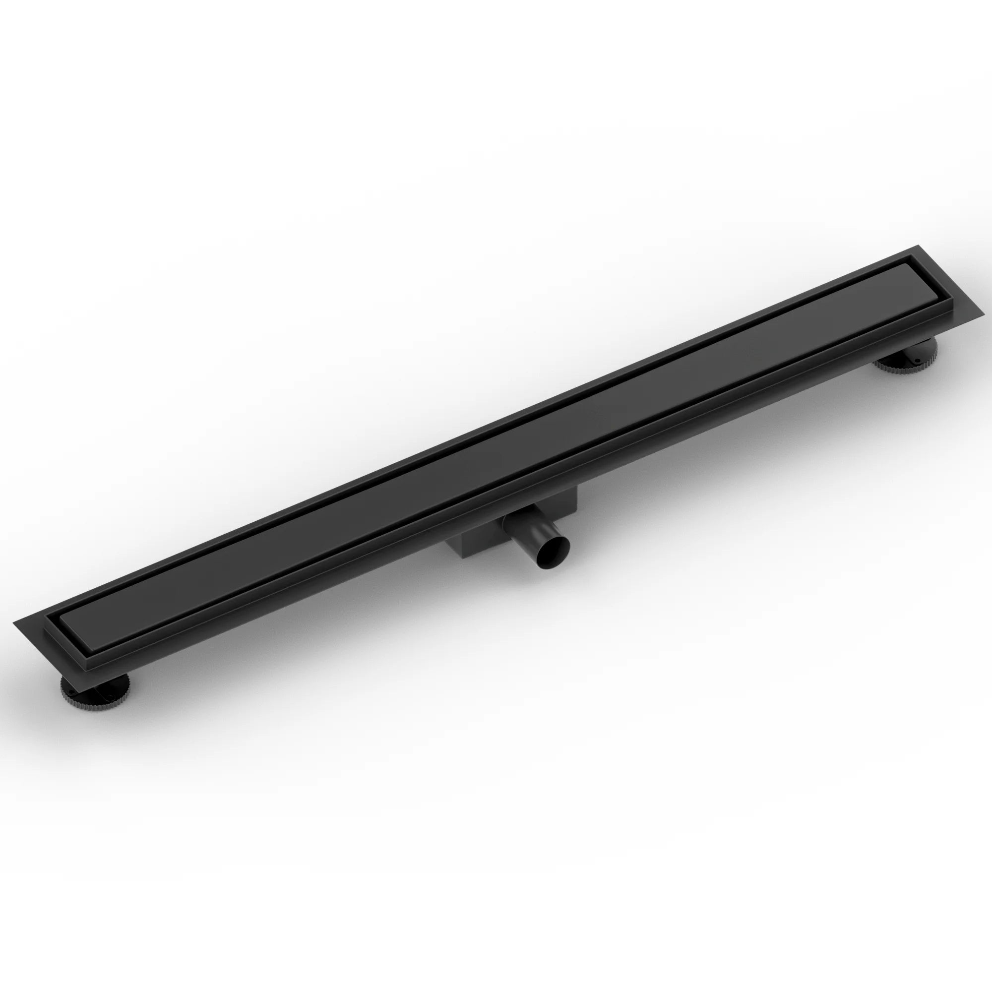 Douchegoot - 90cm- Mat Zwart- Tegelrooster - RVS - Met Flens