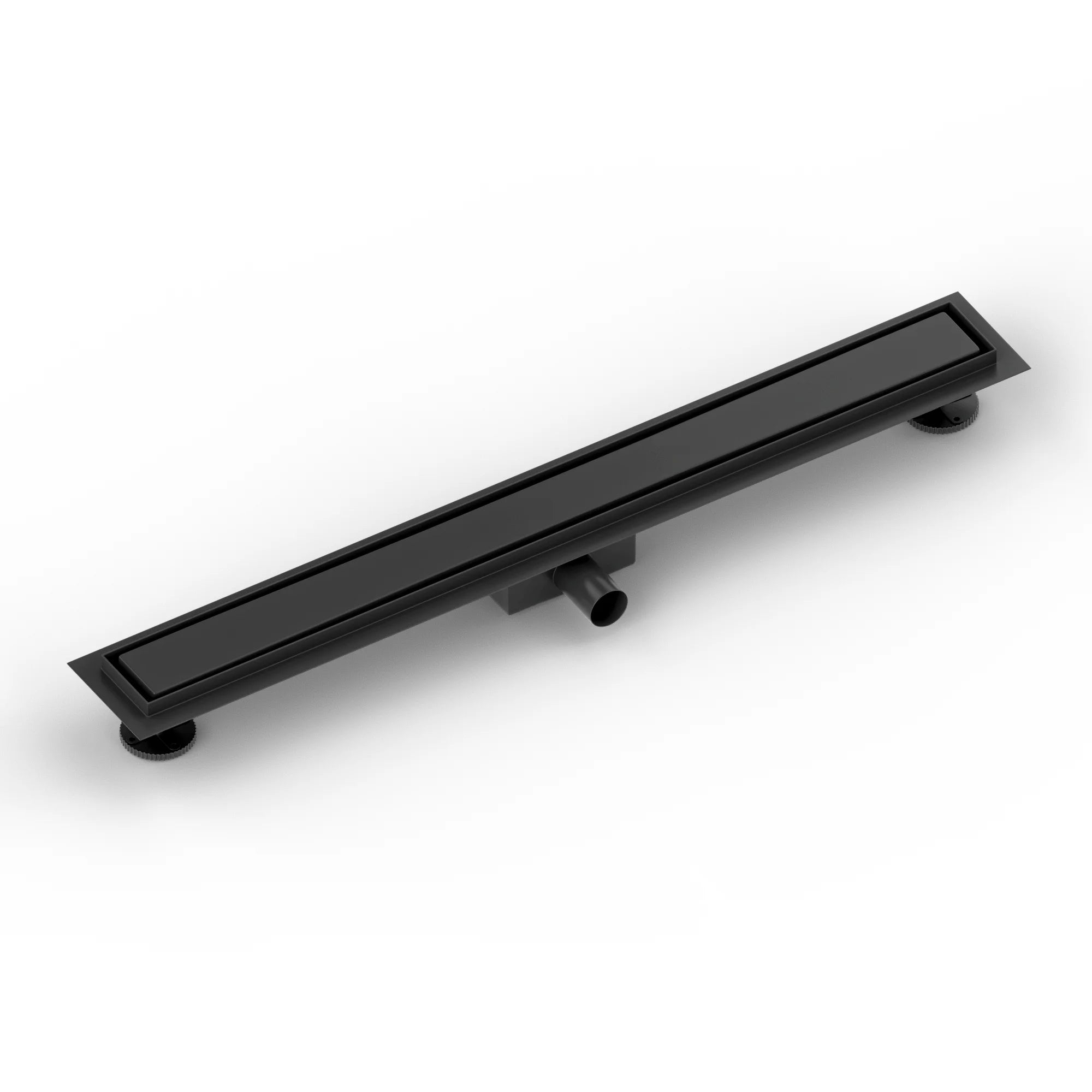 Douchegoot - 80cm - Mat Zwart - Tegelrooster - RVS - Met Flens