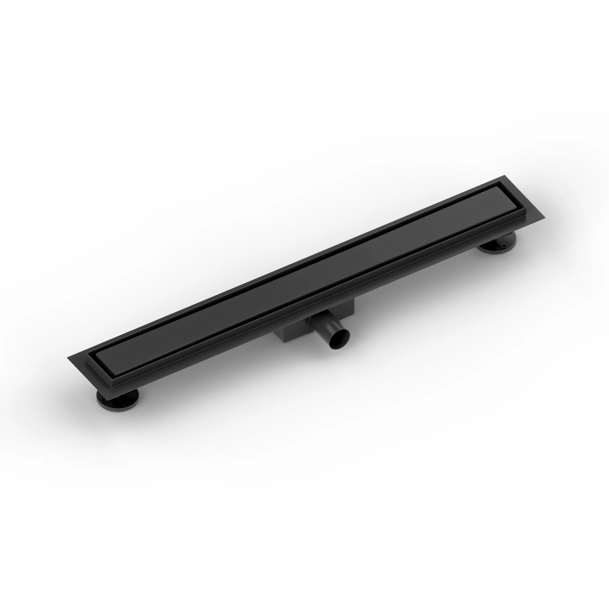 Douchegoot - 70cm - Mat Zwart - Tegelrooster - RVS - Met Flens