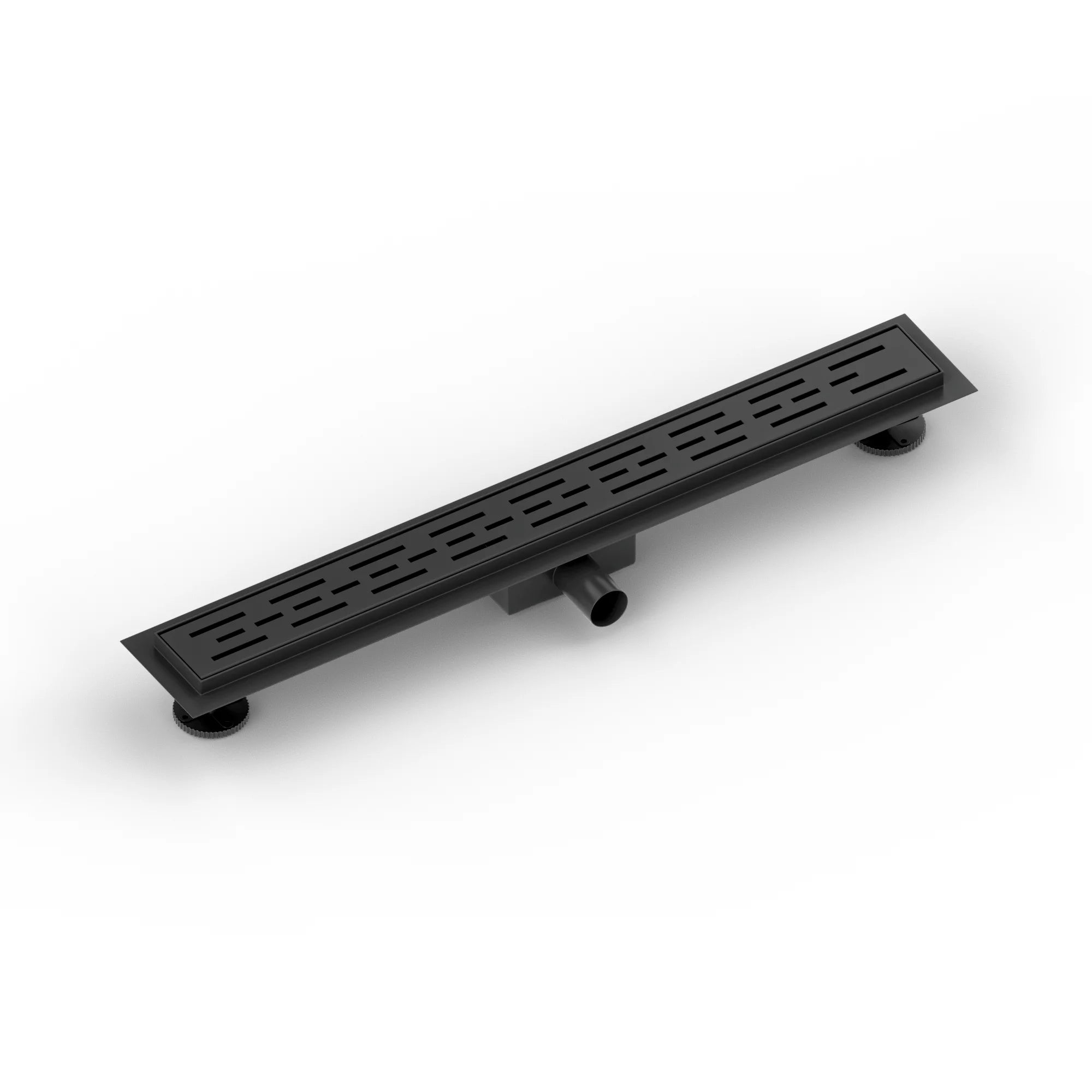 Douchegoot - 70cm - Mat Zwart - Standaard rooster - RVS - Met Flens