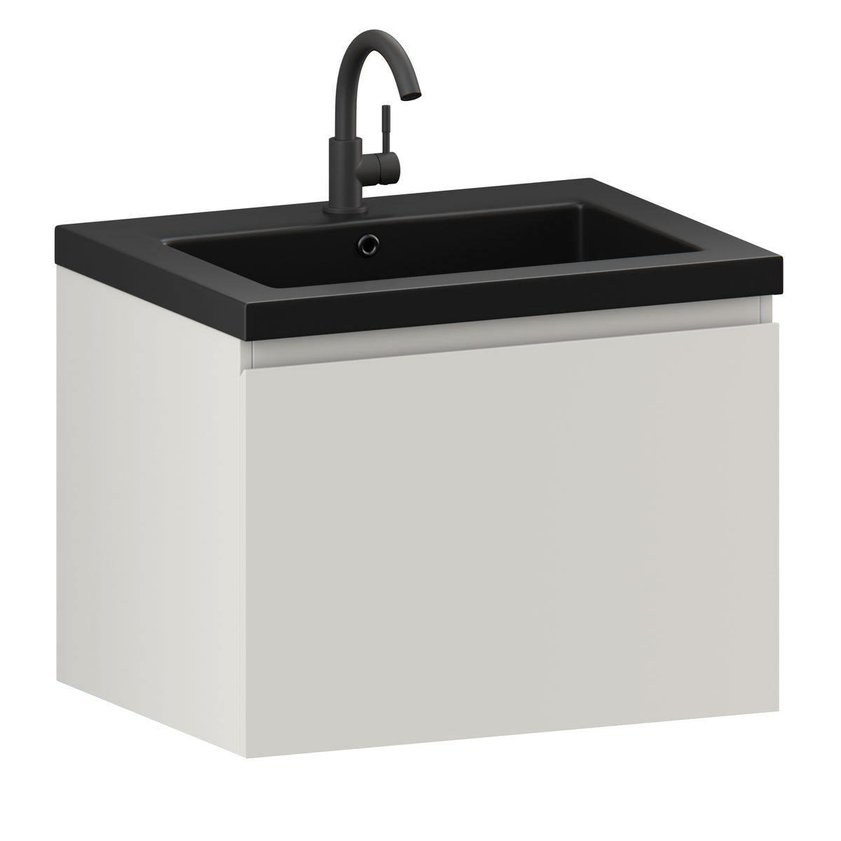 Badkamermeubel set Karo - 60cm - Taupe - Wastafel Zwart