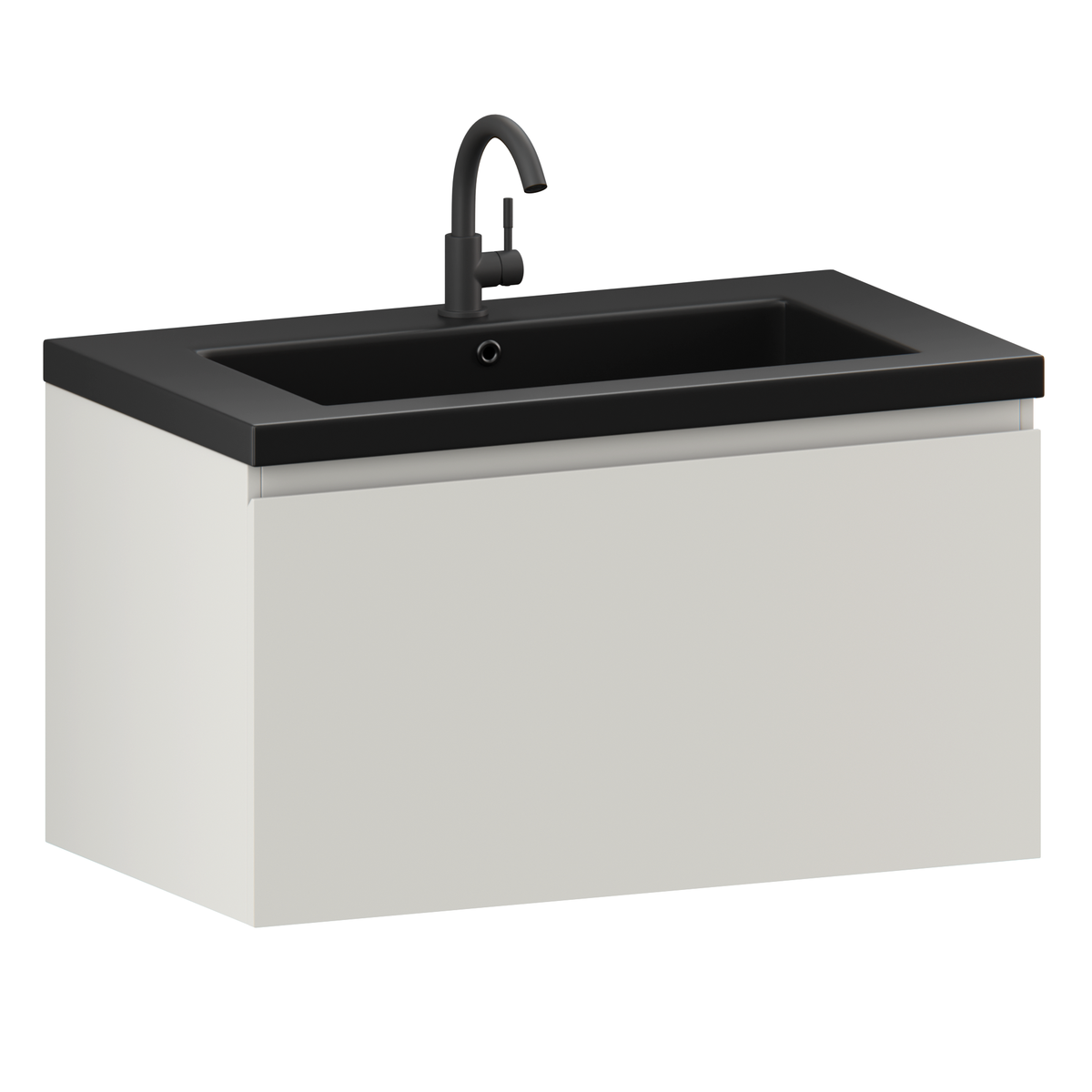 Badkamermeubelset Sova - 80cm - Taupe - Wastafel Zwart