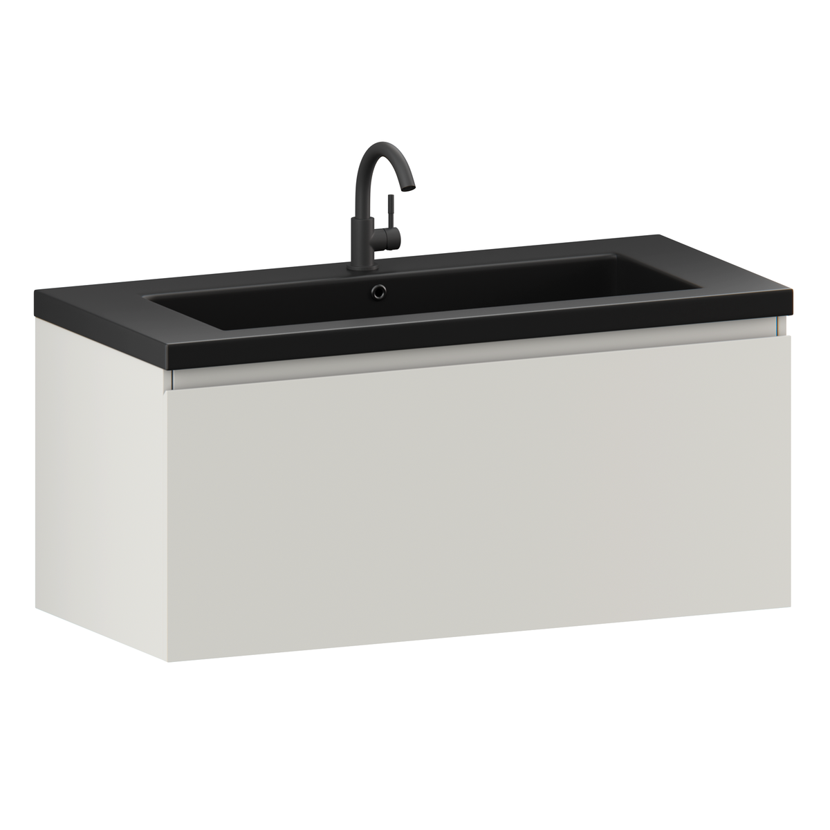 Badkamermeubelset Sena - 100cm - Taupe - Wastafel Zwart