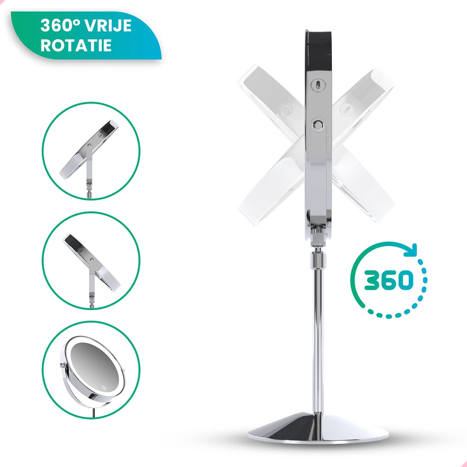 Saqu Trend Scheerspiegel met LED-verlichting staand mat zwart Saqu Trend Scheerspiegel met LED-verlichting staand mat zwart