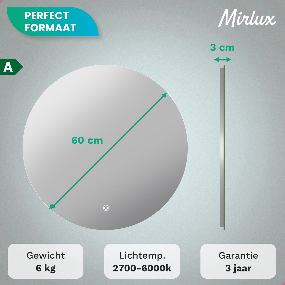 Badkamerspiegel - 60cm - Round - Frameloos