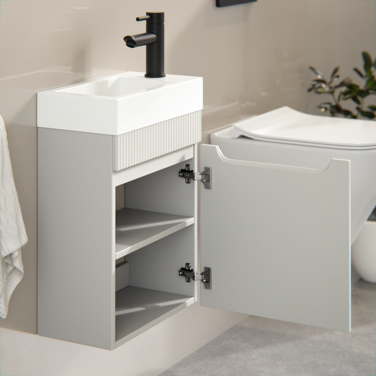 Toiletkastset Vivo - 40cm - Taupe - Wastafel Wit