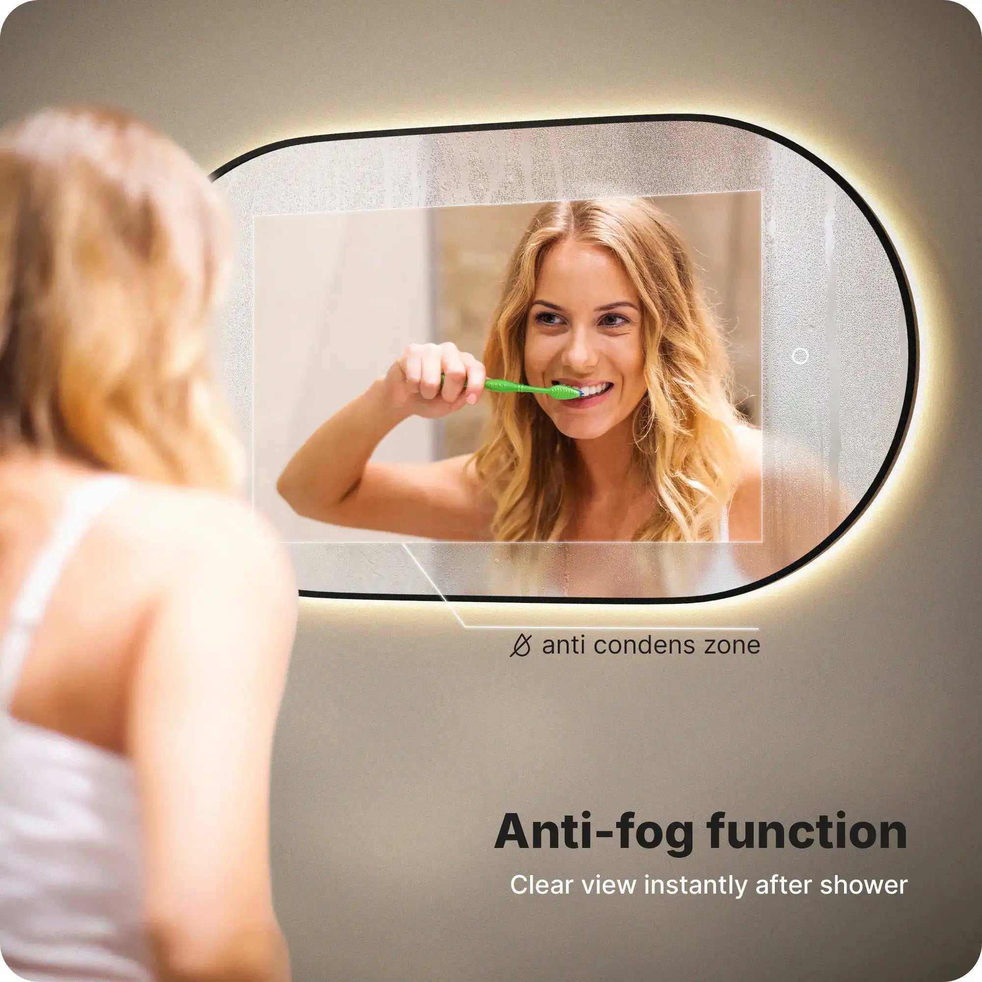 Badkamerspiegel - 100x50cm Ovaal - Zwart Frame