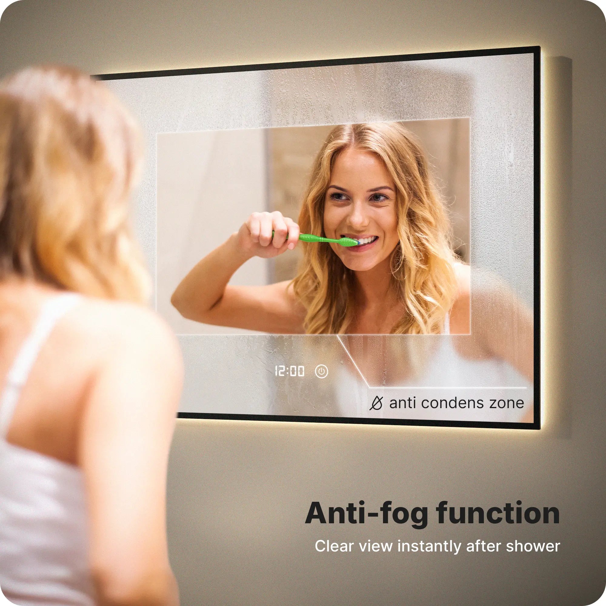 Badkamerspiegel - 80x60cm - Zwart Frame