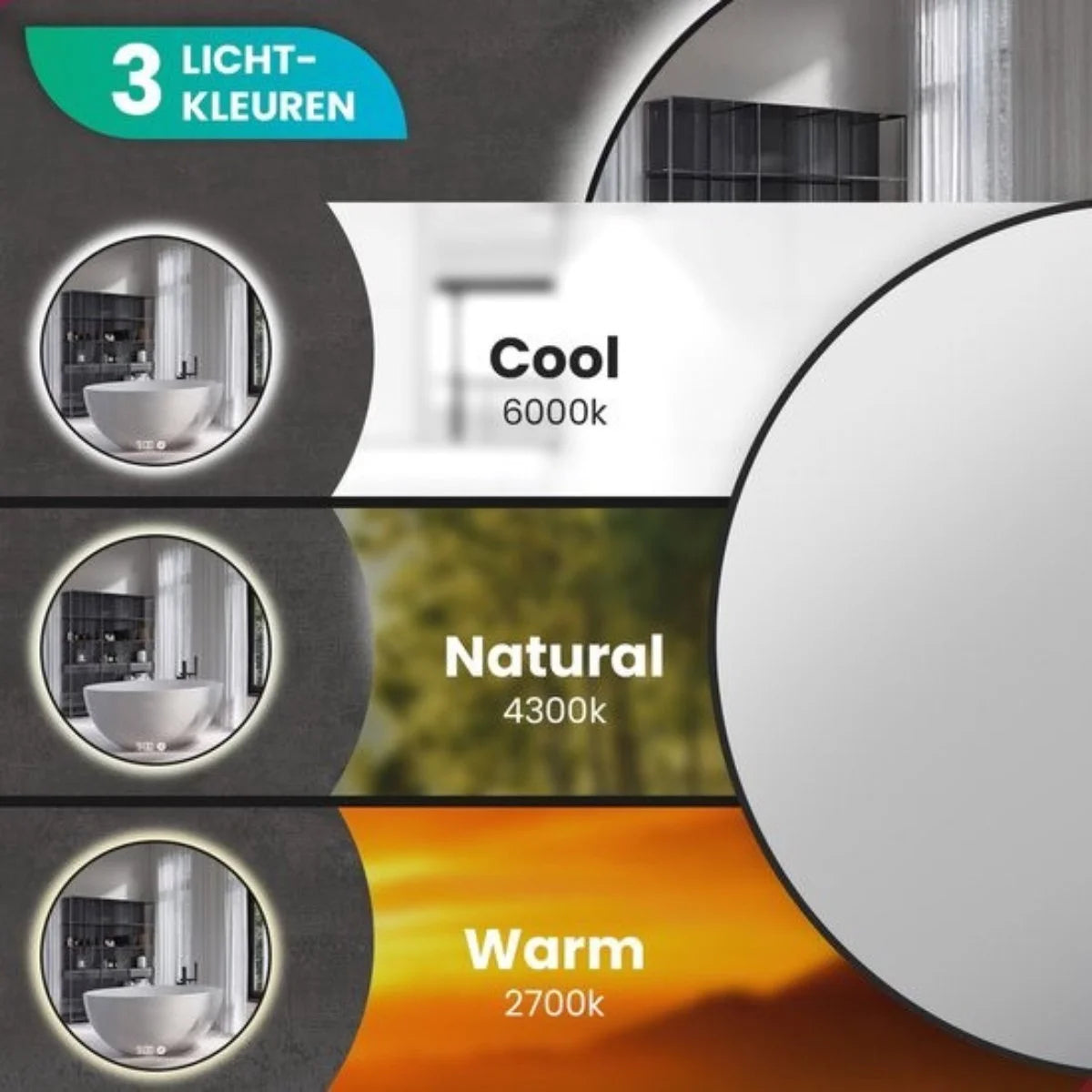 Badkamerspiegel - 80cm - Zwart Frame