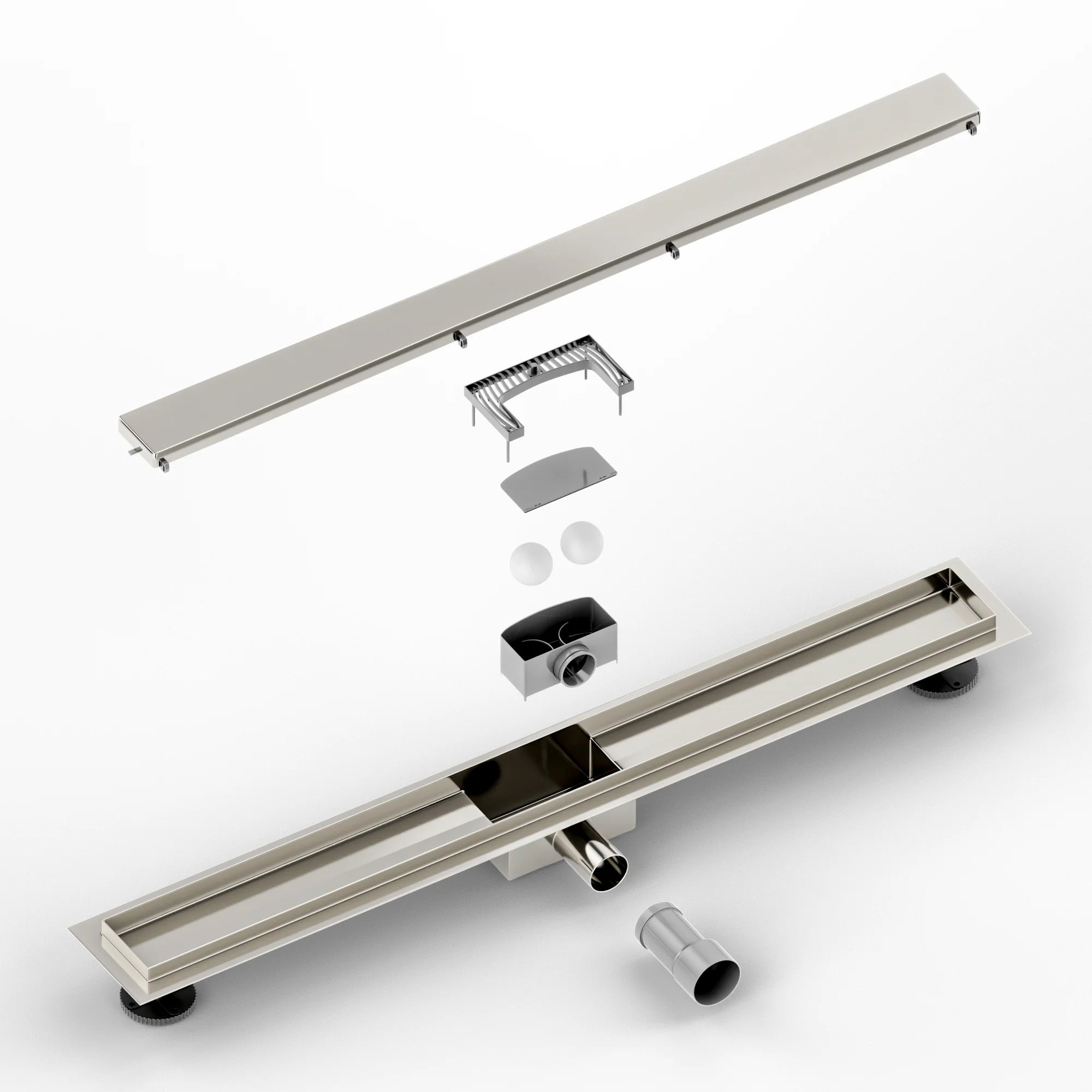 Douchegoot - 80cm - Tegelrooster - RVS - Met Flens