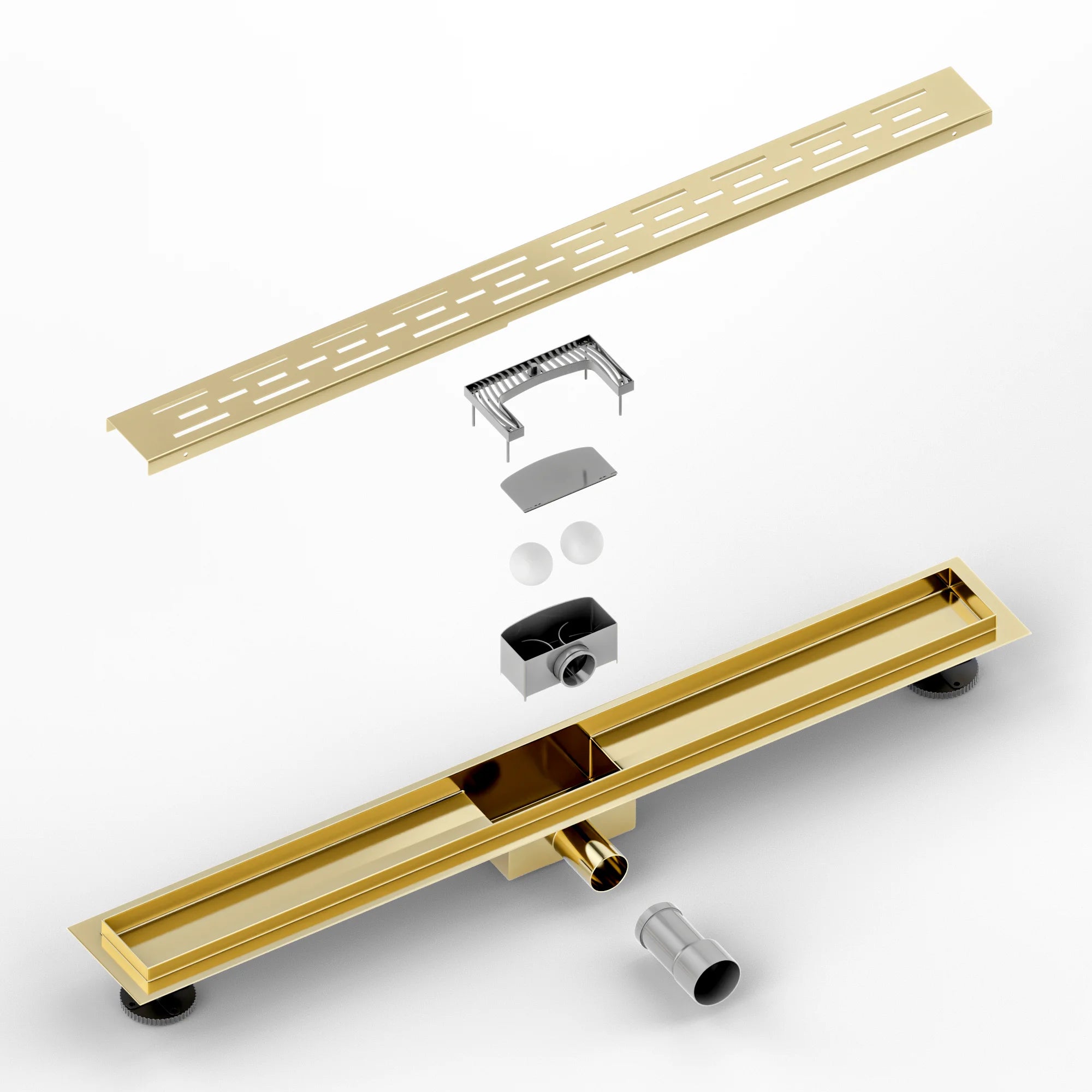 Douchegoot - 80cm - Goud - Standaard rooster - RVS - Met Flens