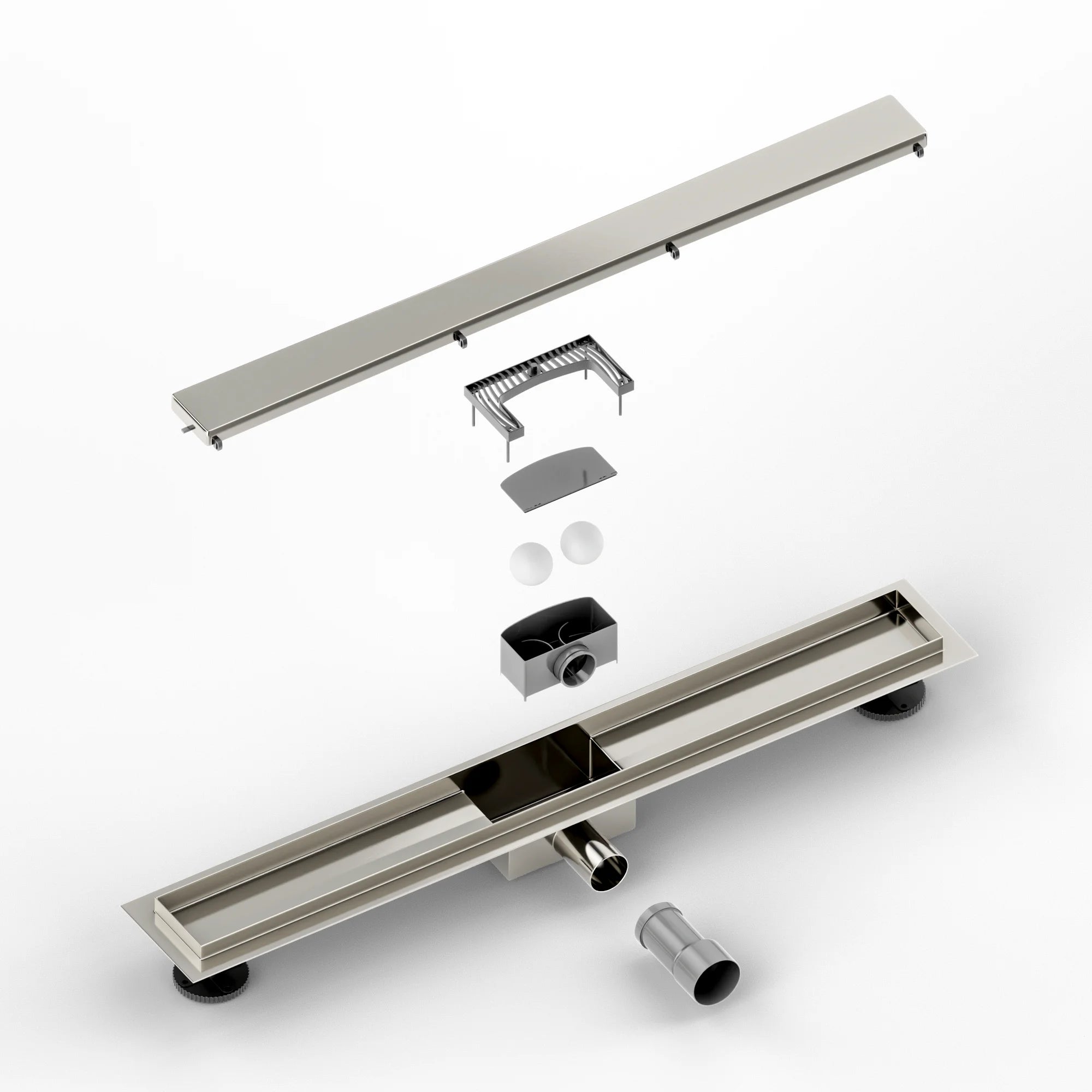 Douchegoot - 70cm - Tegelrooster - RVS - Met Flens