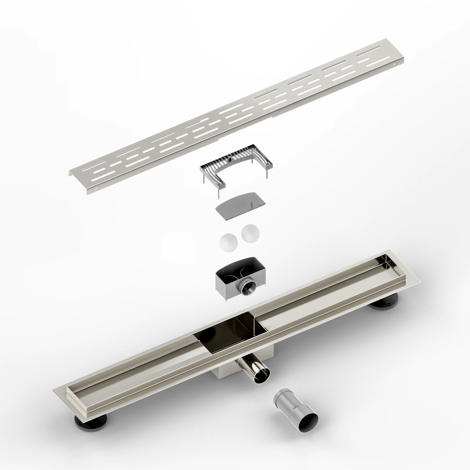 Douchegoot - 70cm - Standaard rooster - RVS - Met Flens